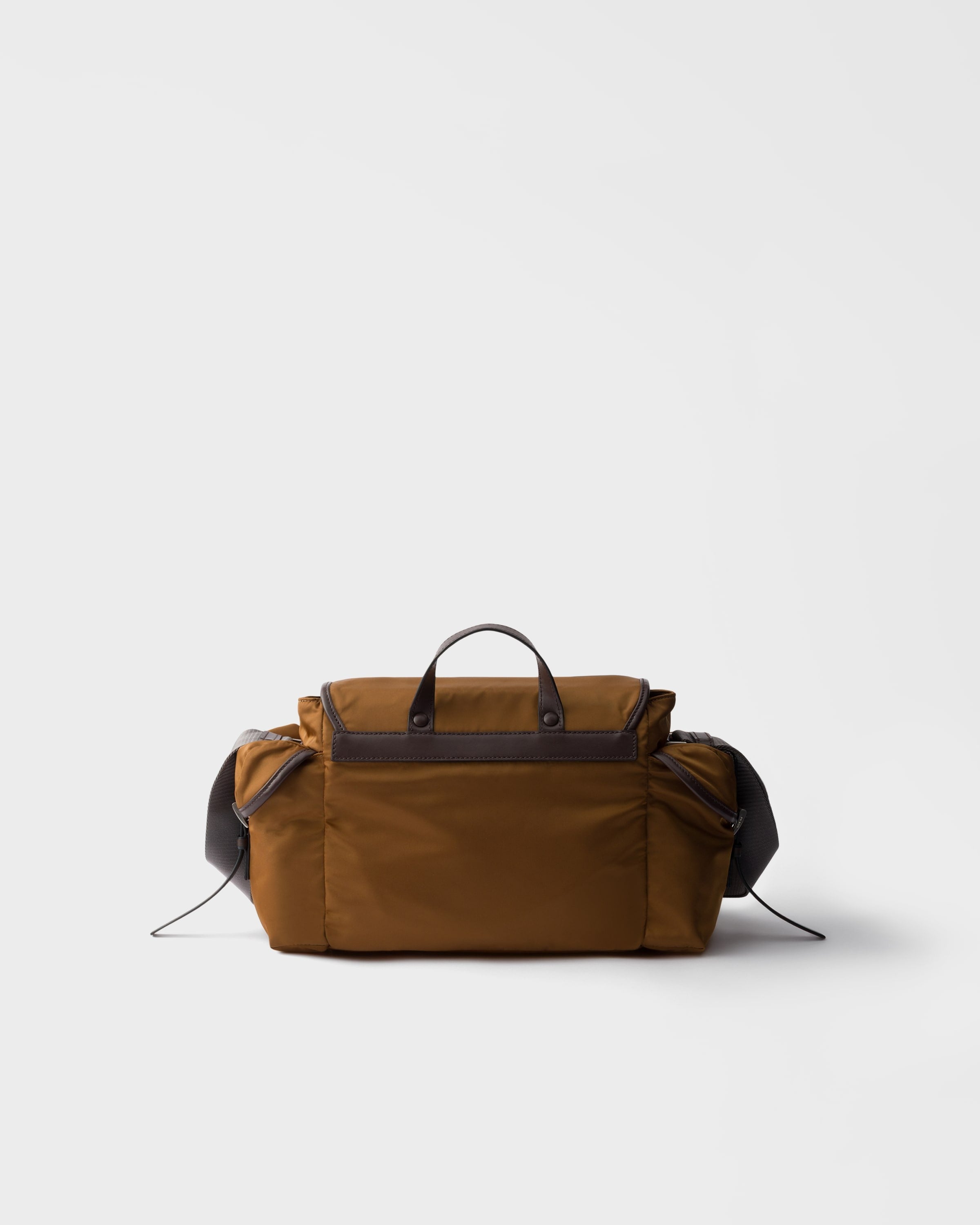 Re-Nylon and leather shoulder bag Brandy