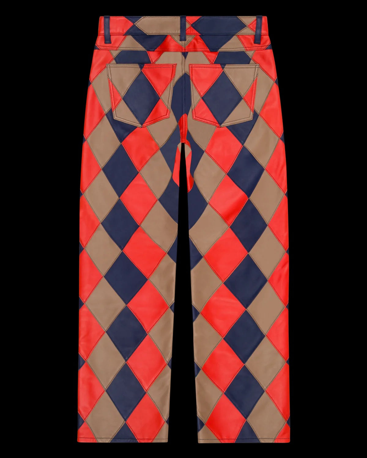 Lamb Leather Jacquard Patchwork Pant