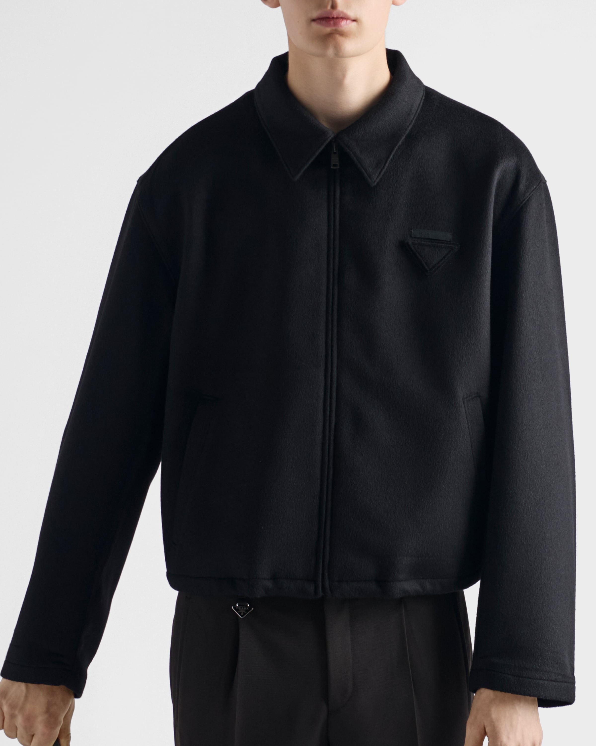 Wool and cashmere blouson jacket Black