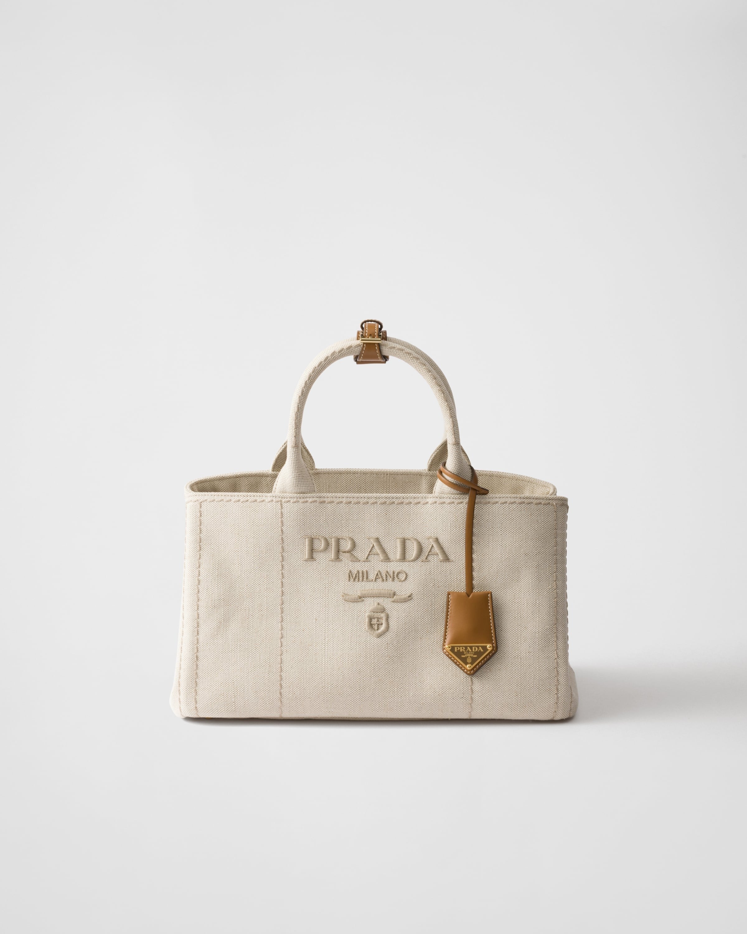 Prada Jardinière large linen blend handbag Natural