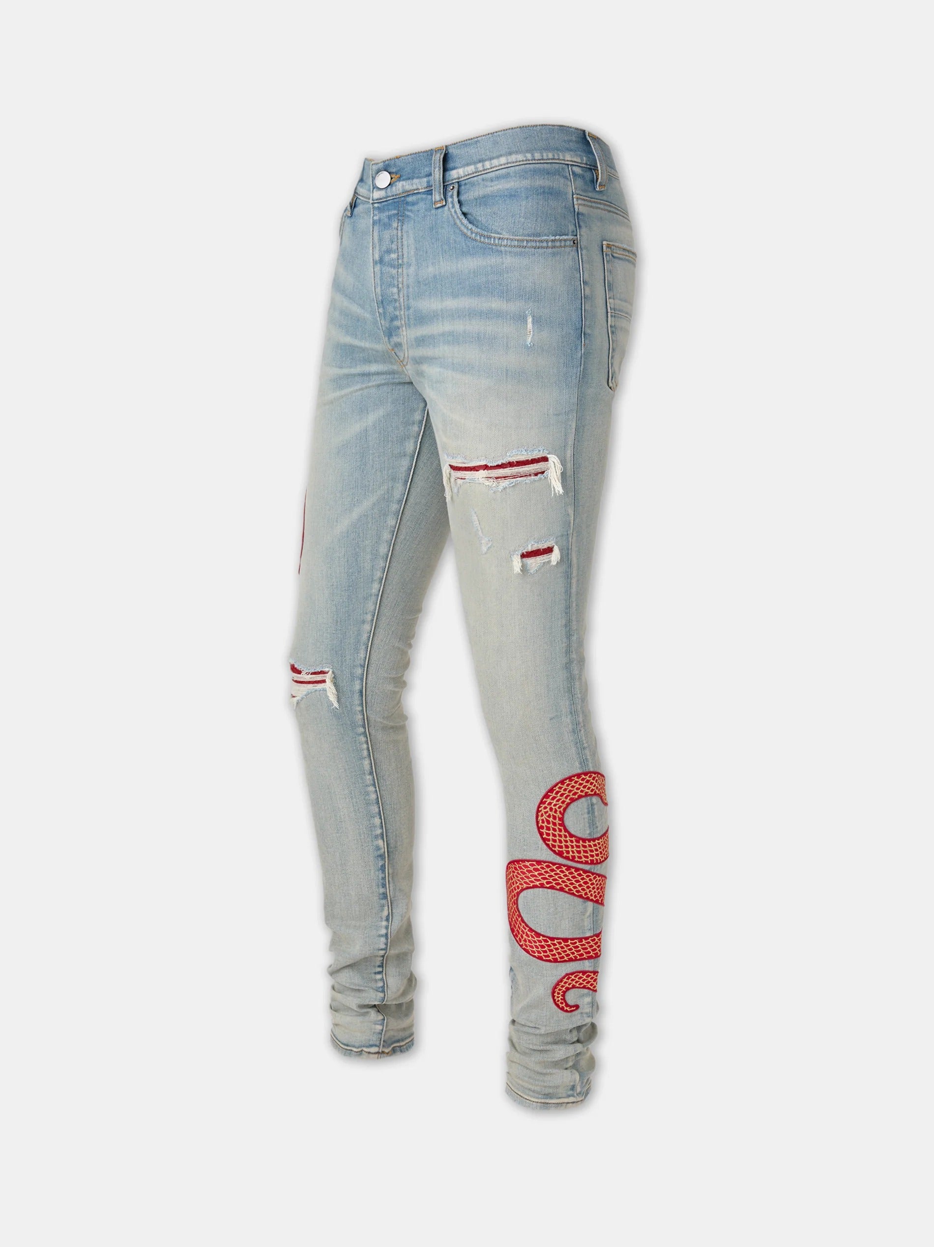AMIRI SNAKE SKINNY JEAN Antique Indigo