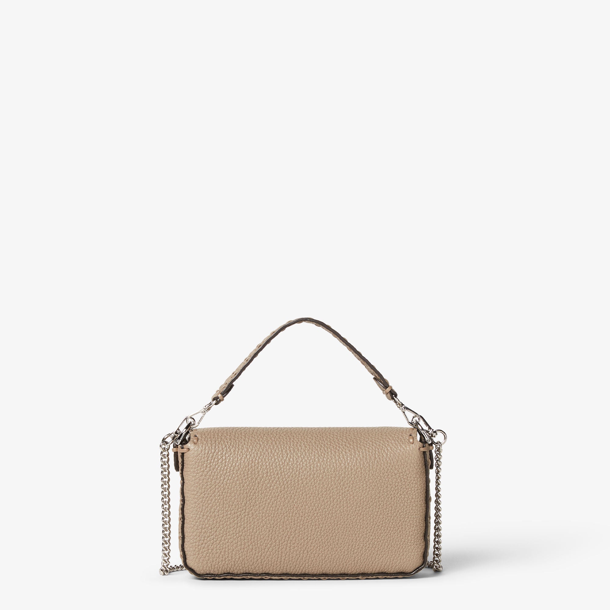 Baguette Mini Dove gray Selleria bag with 309 hand-sewn topstitches