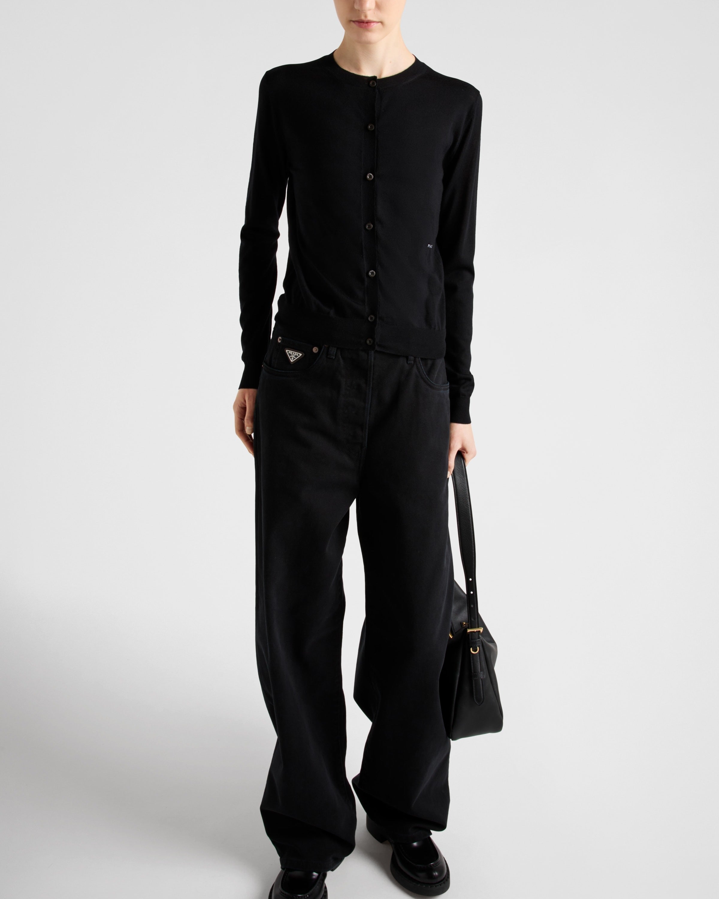 Superfine wool cardigan Black