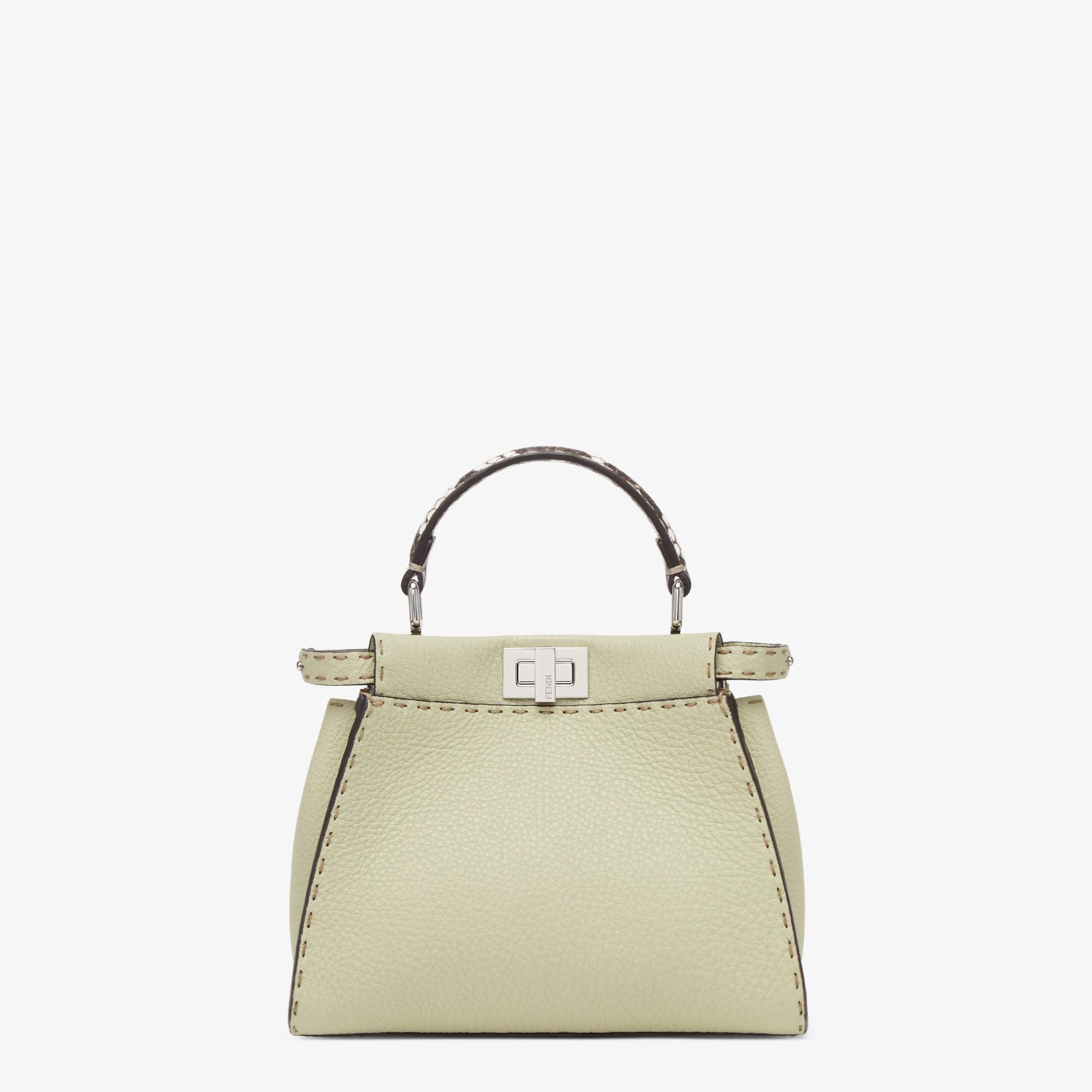 Peekaboo Mini Sage green Selleria bag with 1048 hand-sewn topstitches