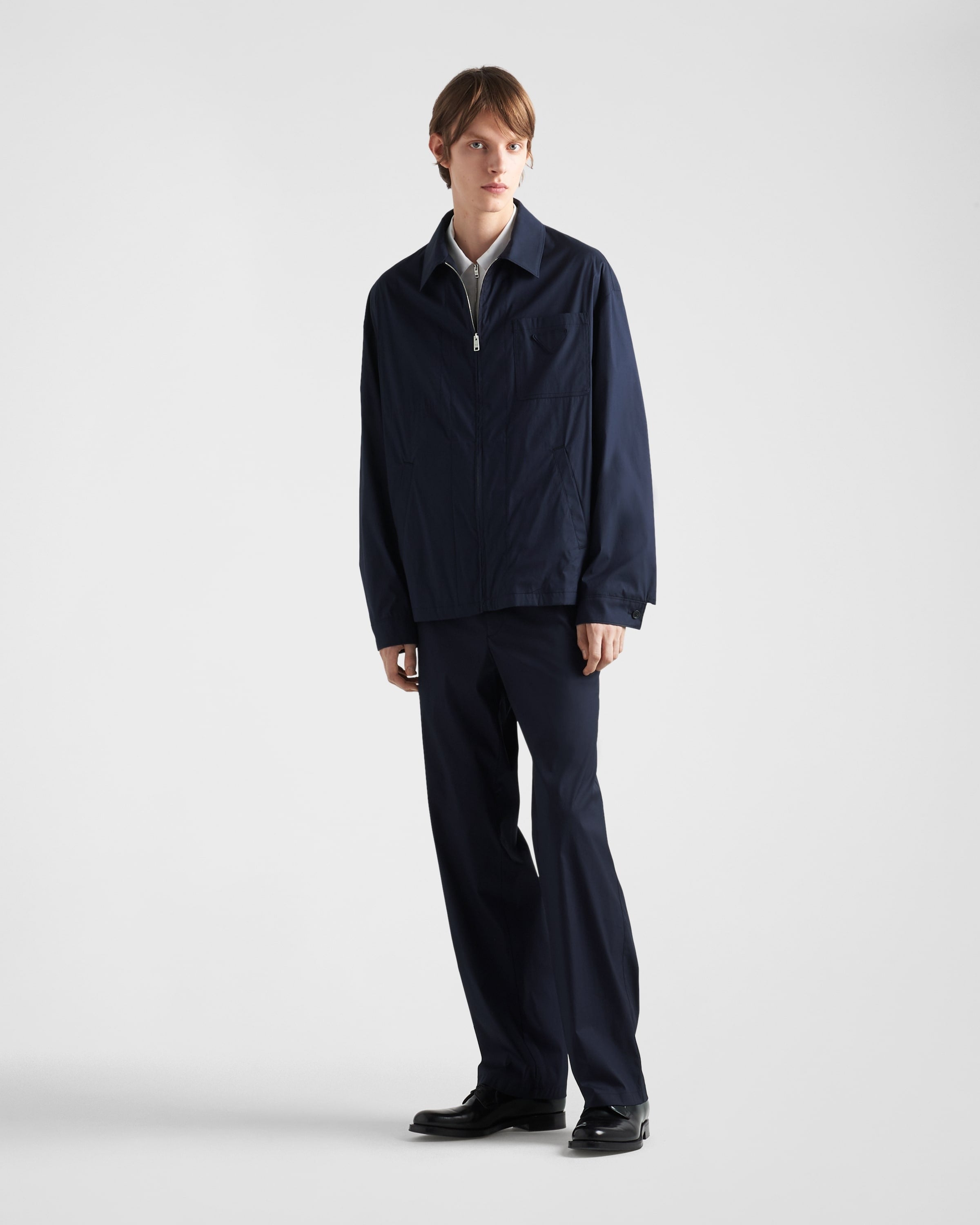 Stretch cotton blouson jacket Blue