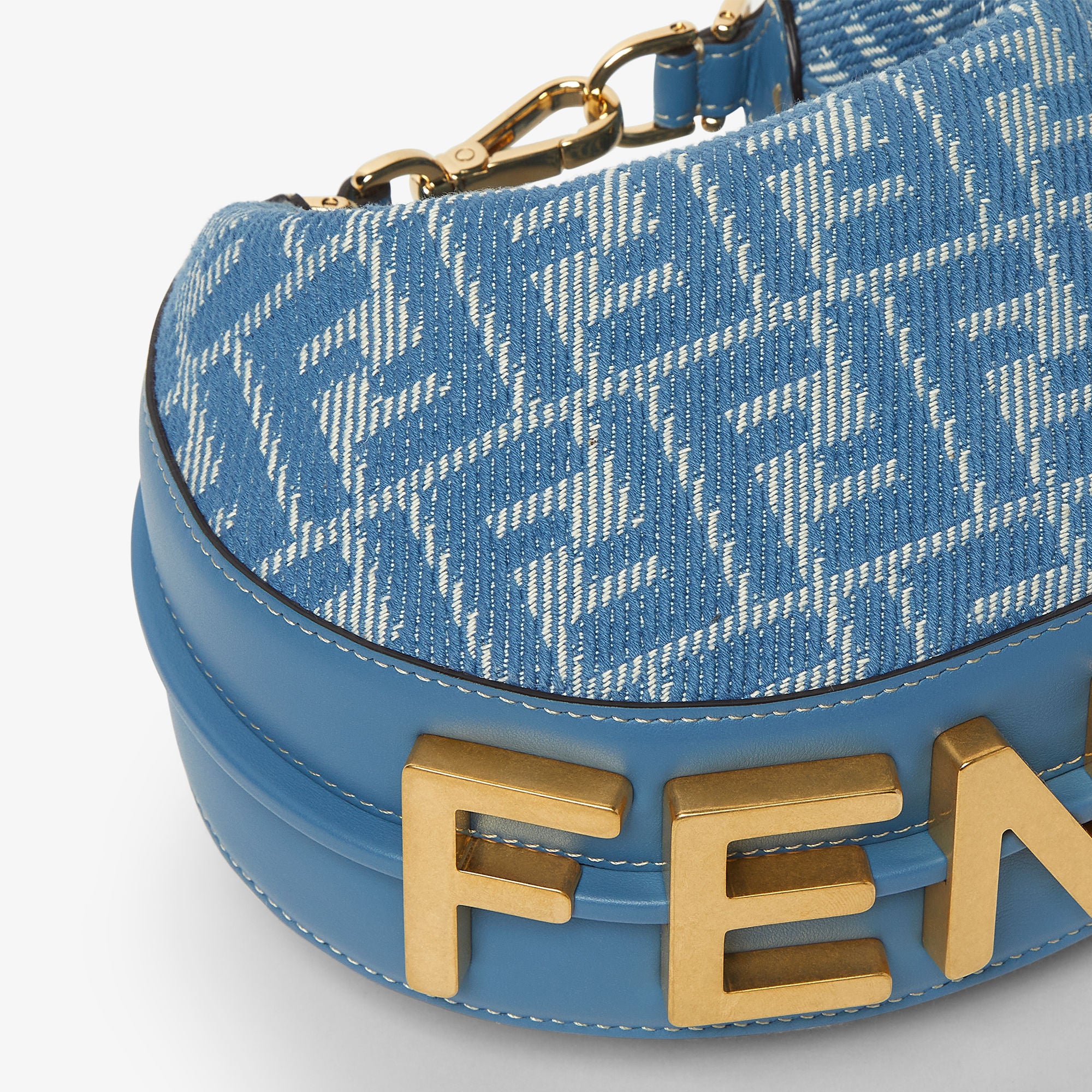 Fendigraphy Mini Blue denim-effect FF jacquard mini-bag