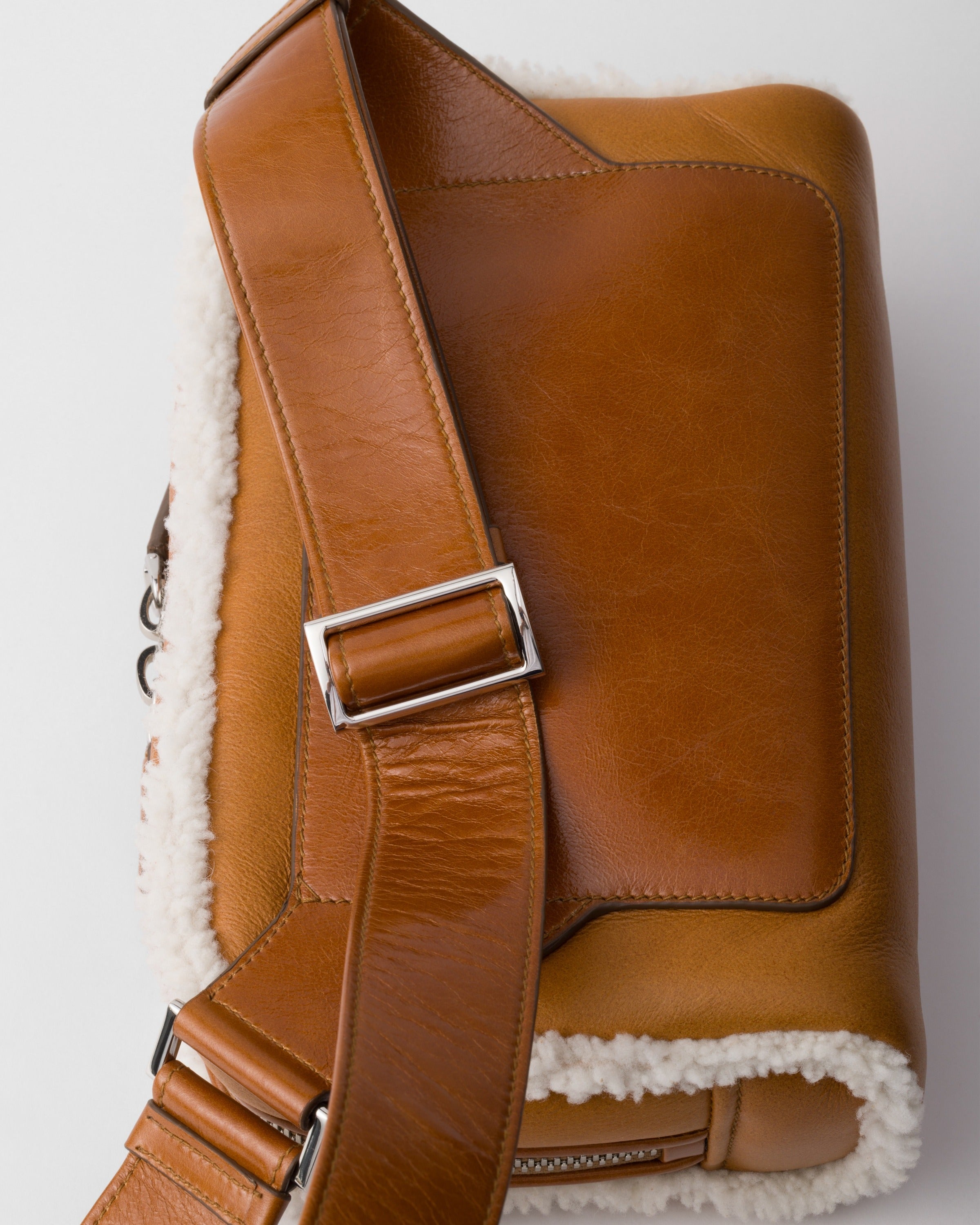 Shearling shoulder bag Cognac/Natural