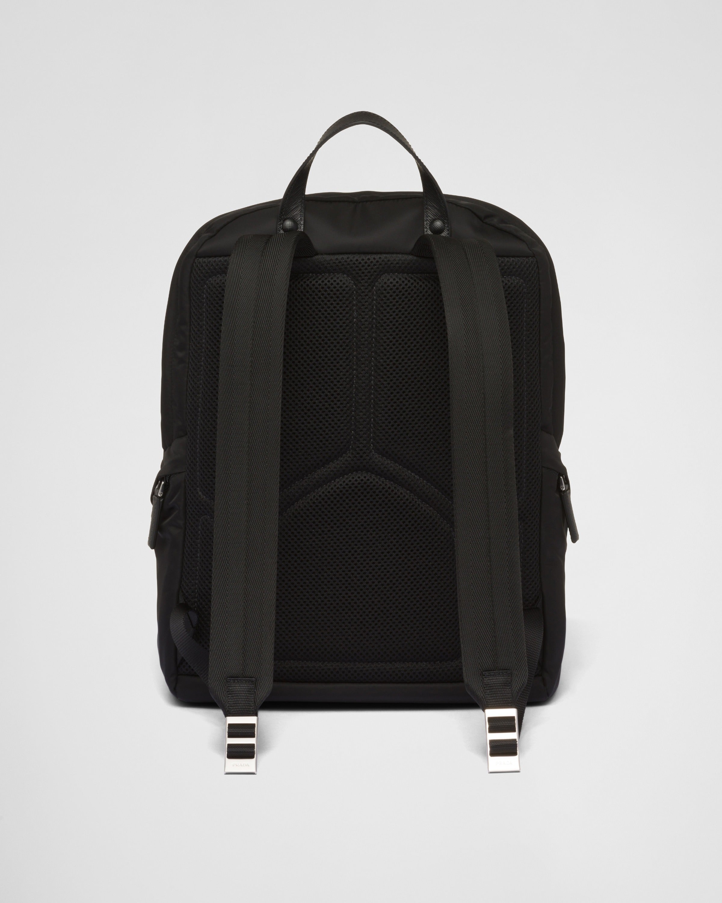 Re-Nylon and Saffiano leather backpack Black