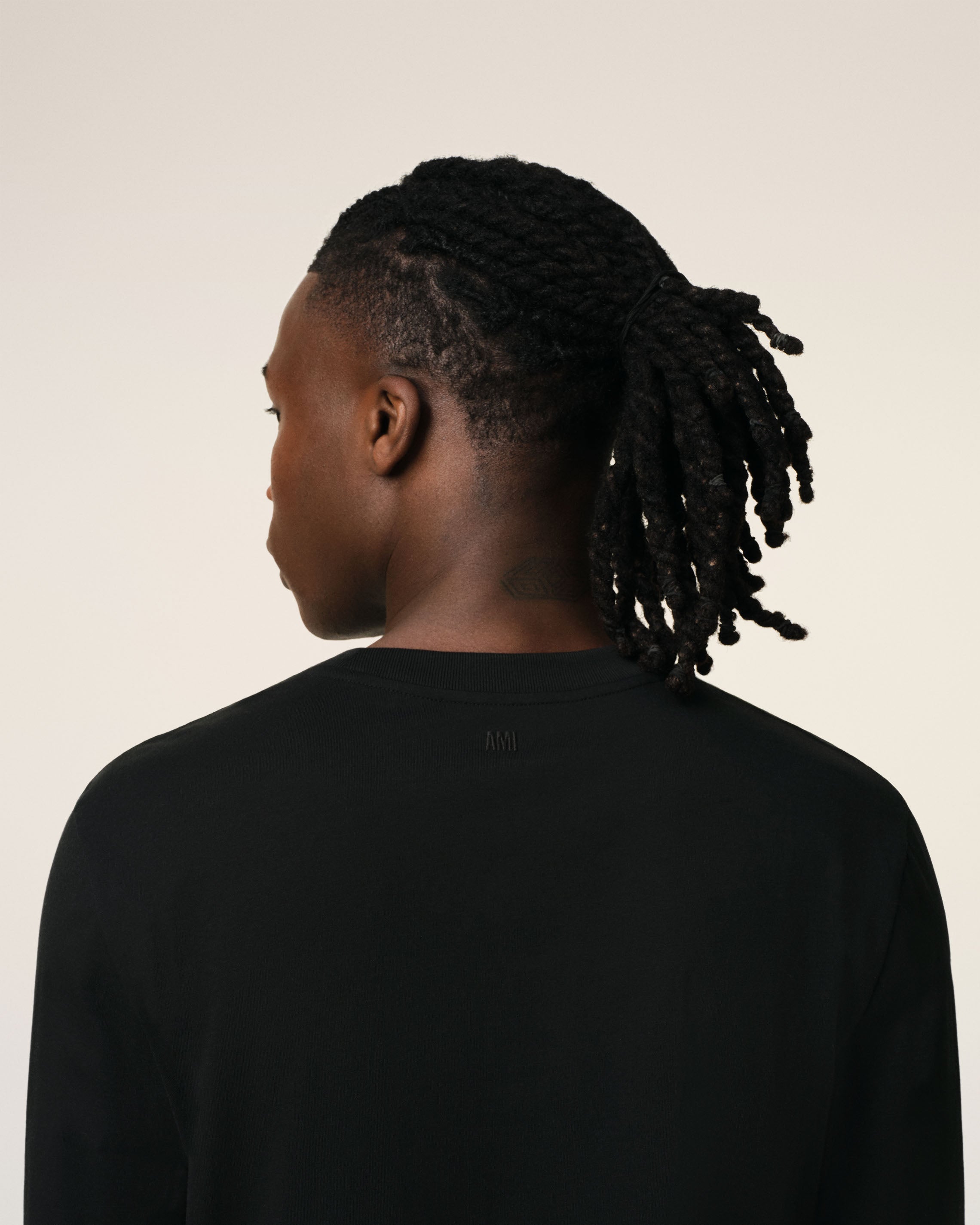 BLACK COTTON AMI DE COEUR LONG SLEEVES T-SHIRT BLACK