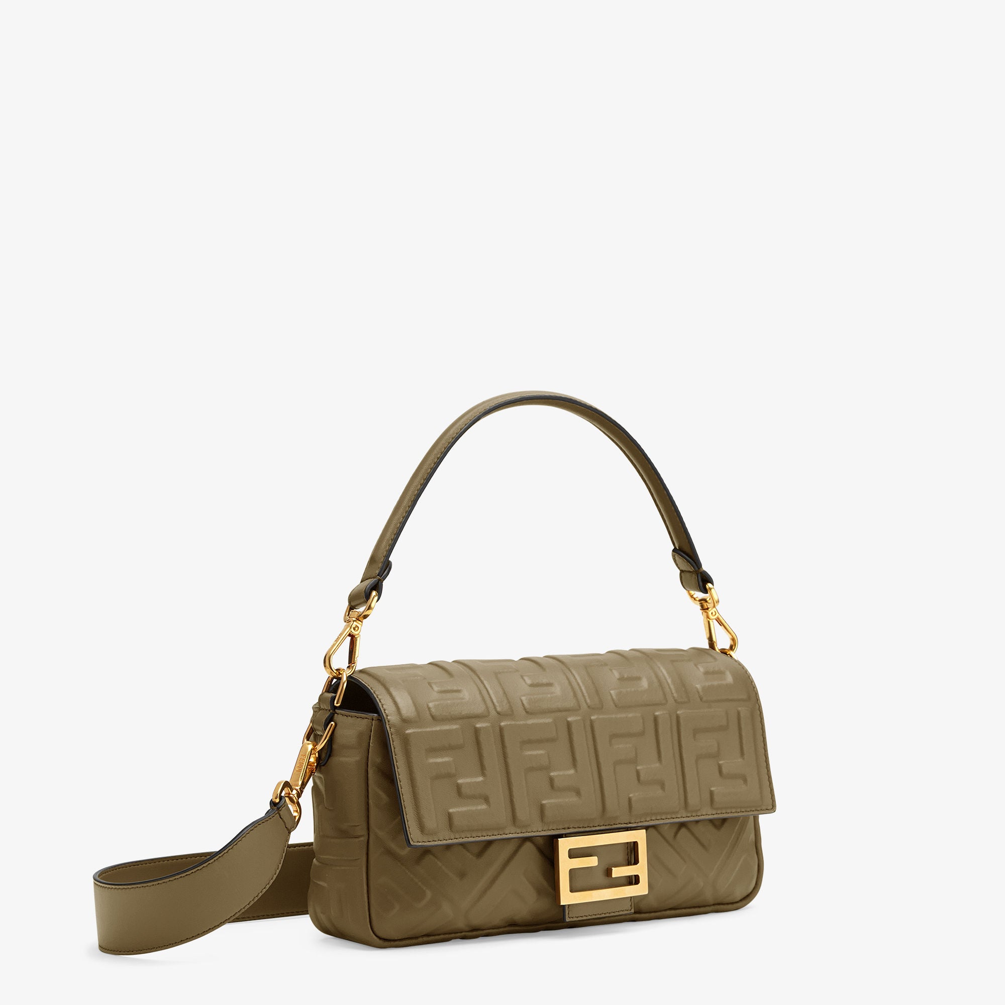 Baguette Green nappa leather bag