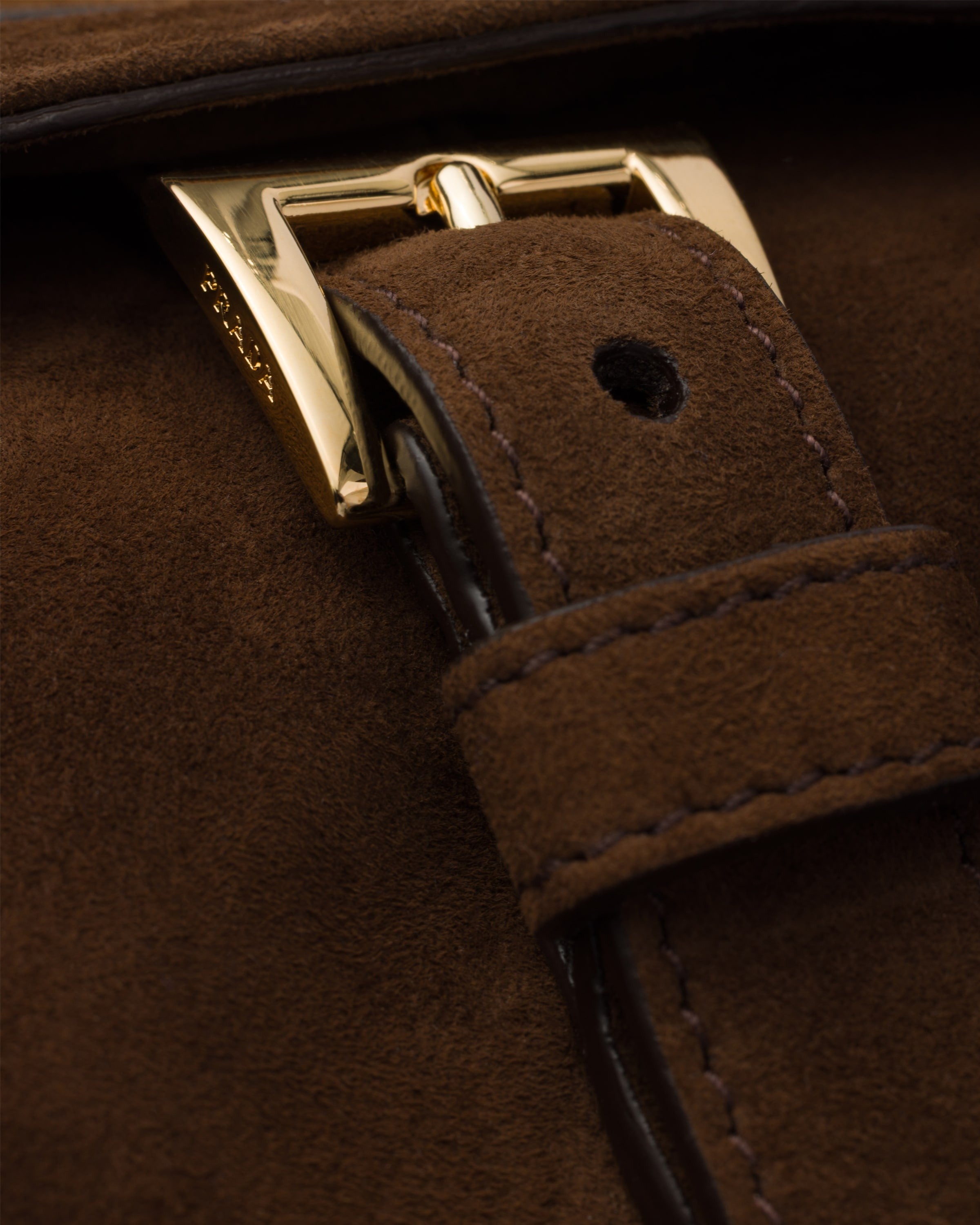 Prada Explore medium suede shoulder bag with flap Cocoa Brown