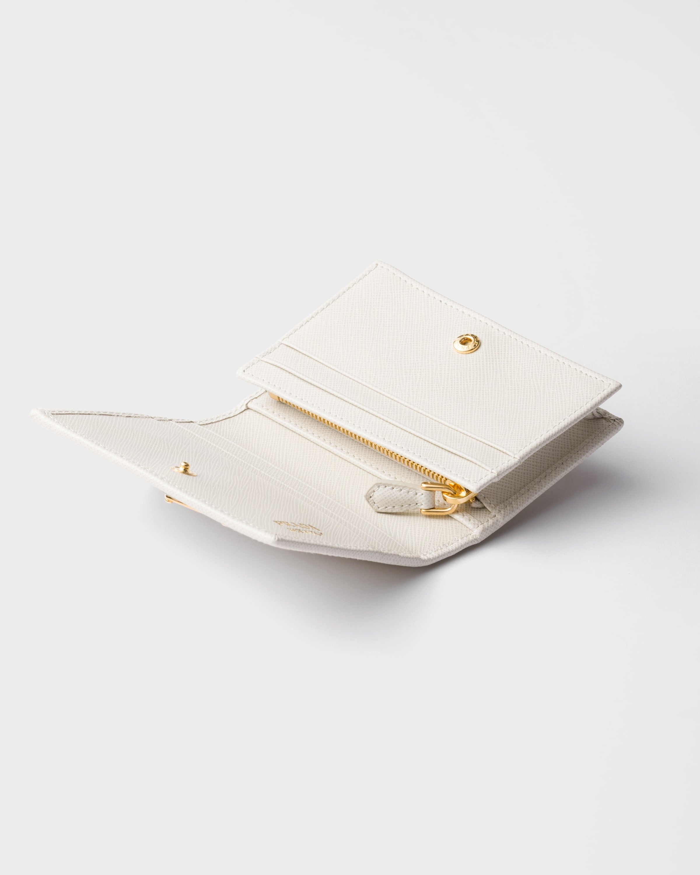 Small Saffiano Leather Wallet Chalk White