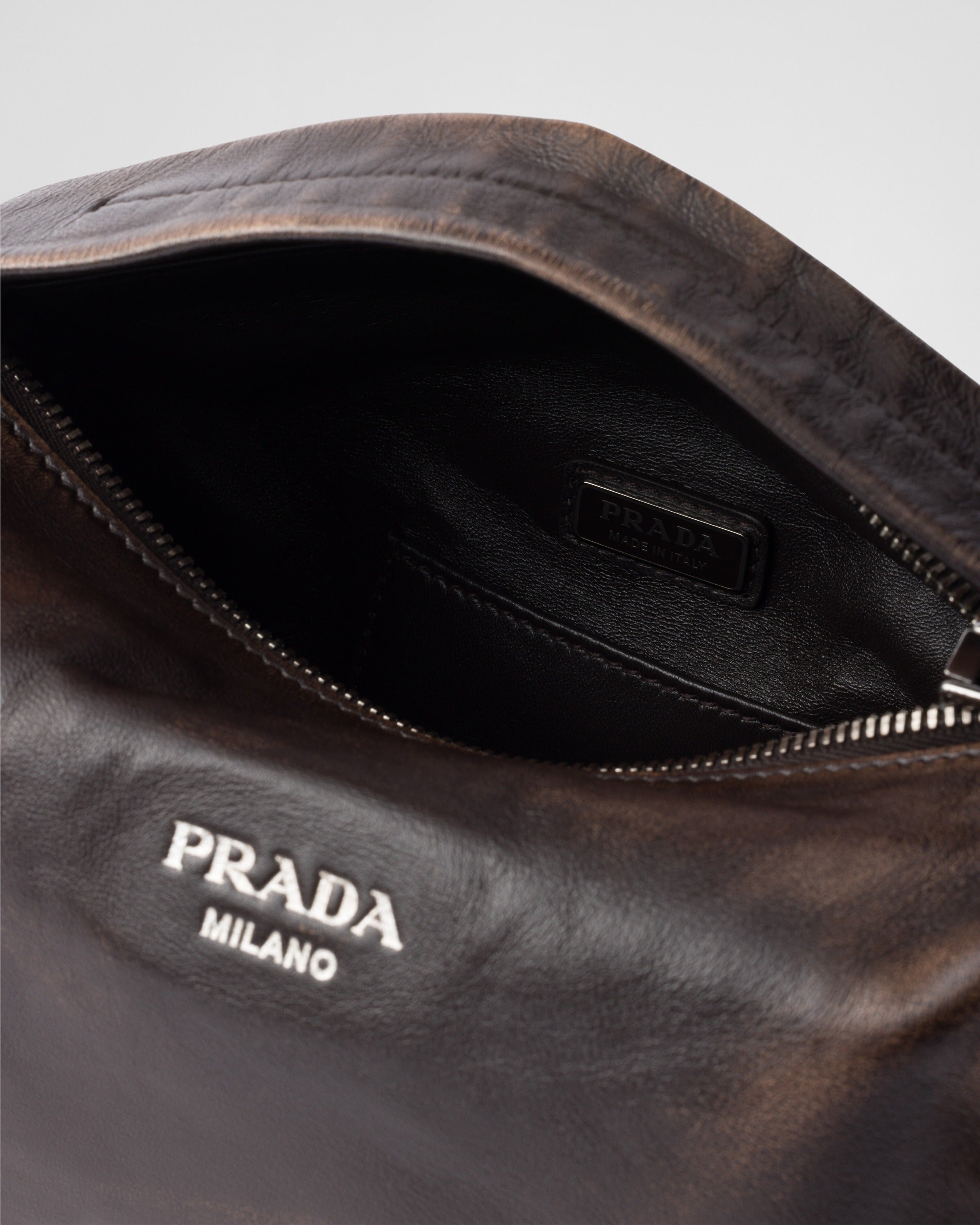 Nappa leather shoulder bag Dark Brown