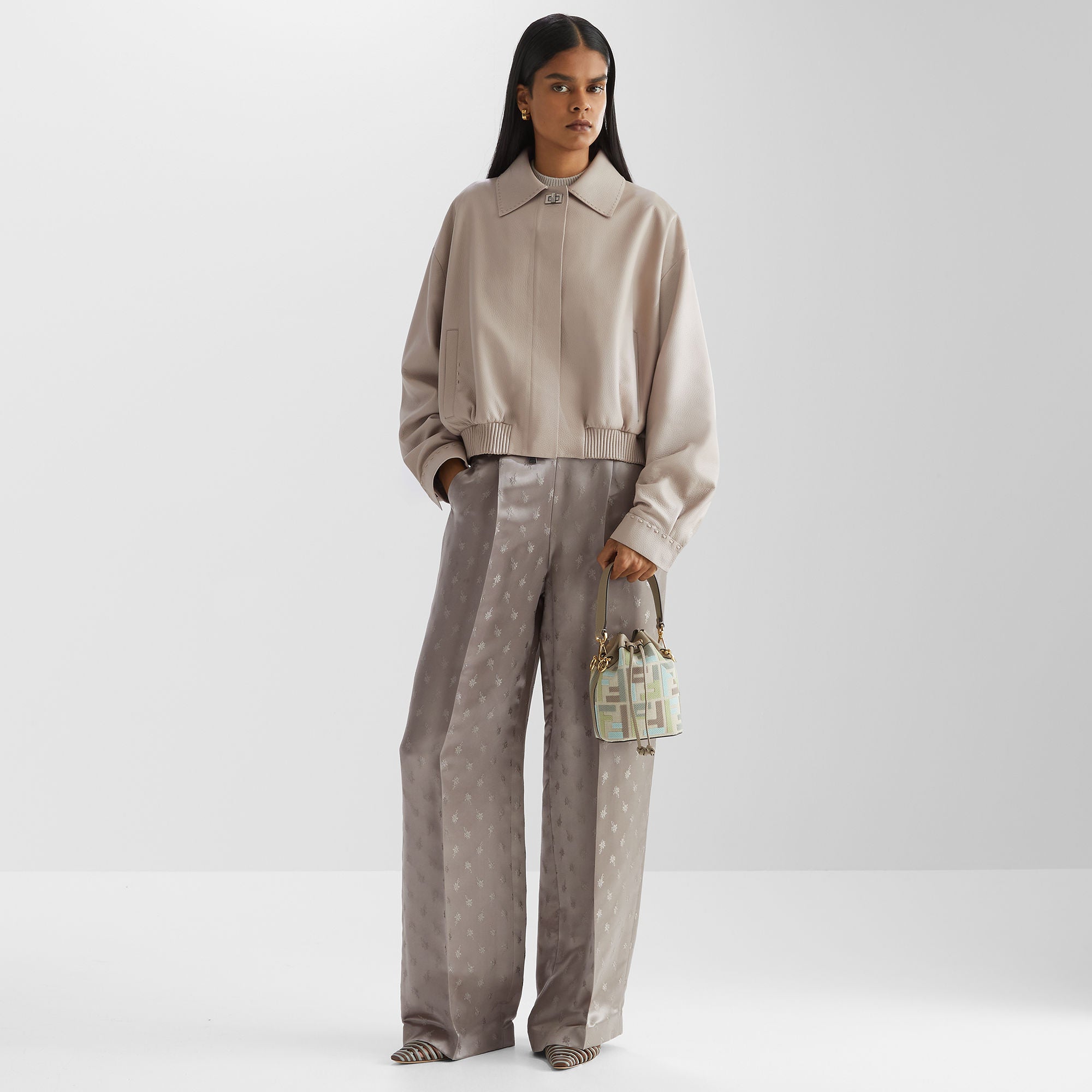 Mon Tresor Canvas mini-bag with multicolor FF embroidery