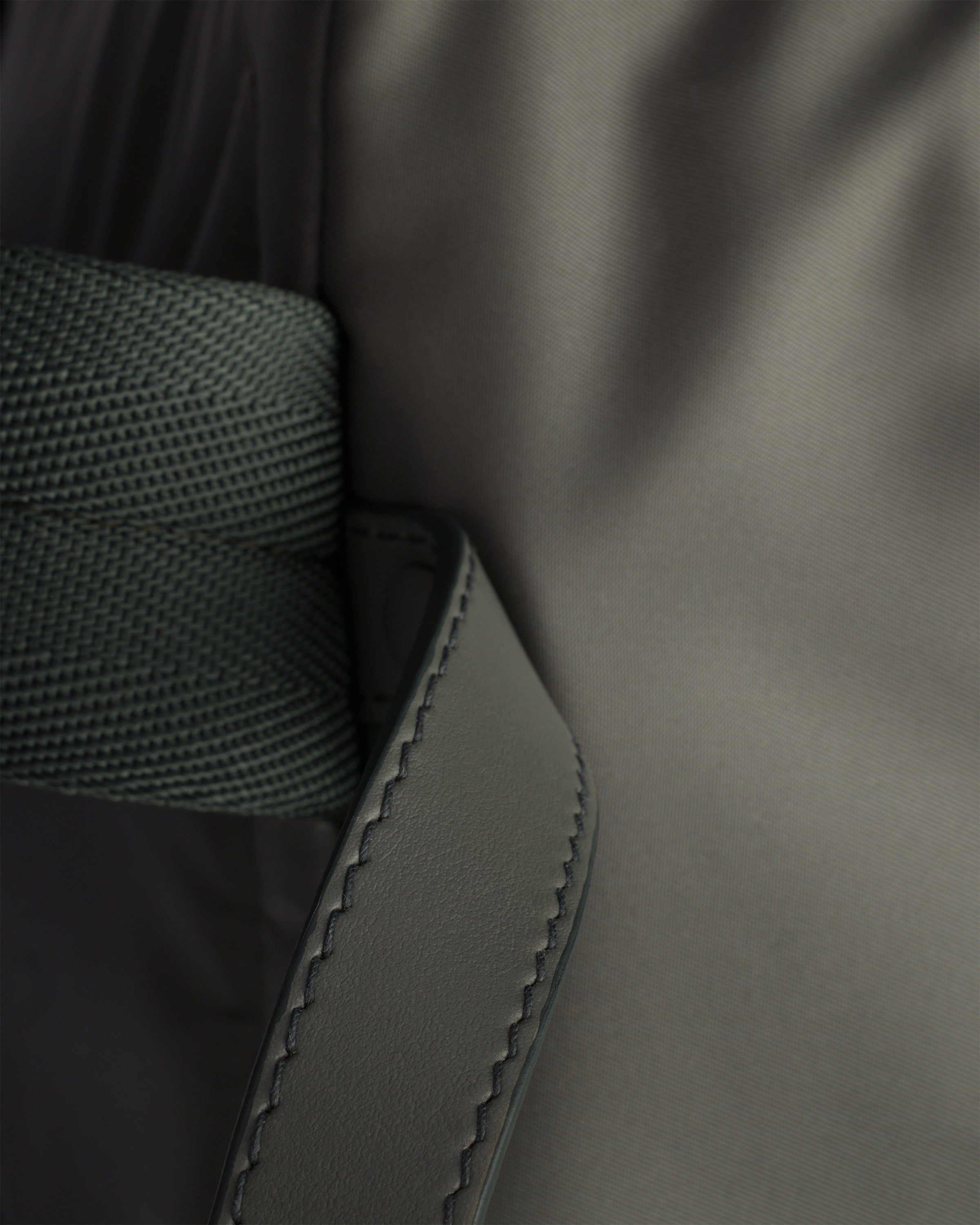 Re-Nylon and leather backpack Forest Green