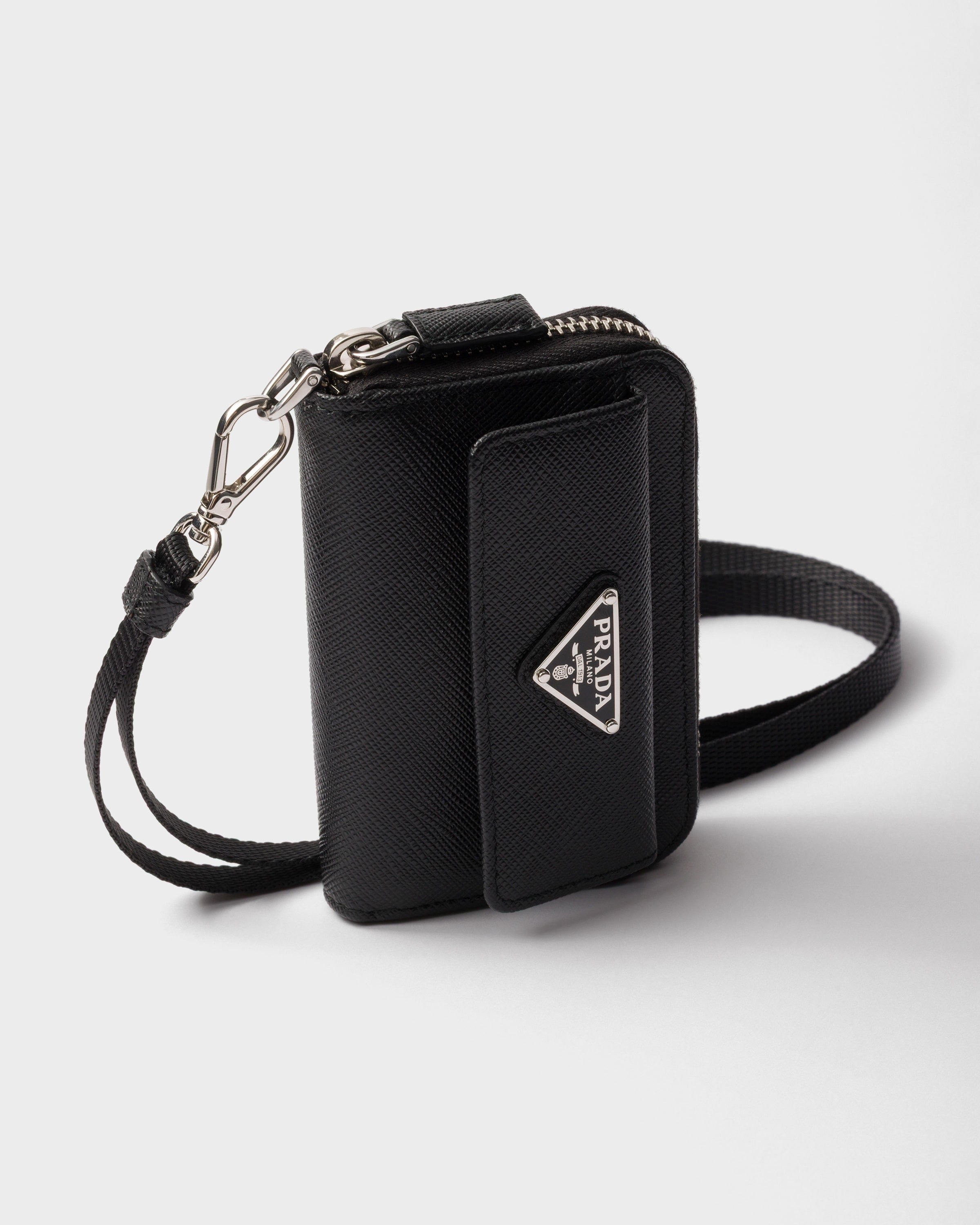 Saffiano leather coin purse Black