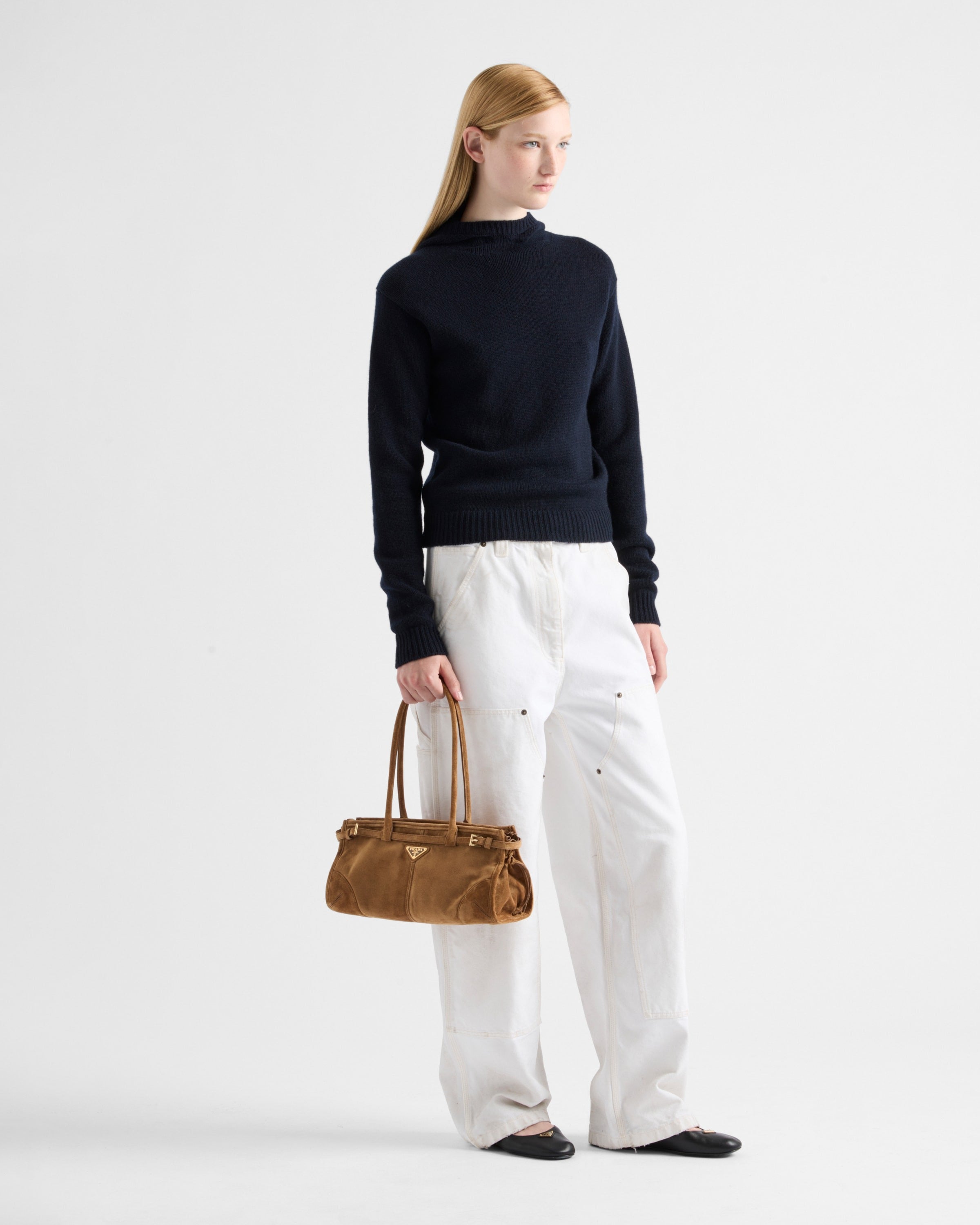 Prada Bonnie medium suede handbag Cinnamon