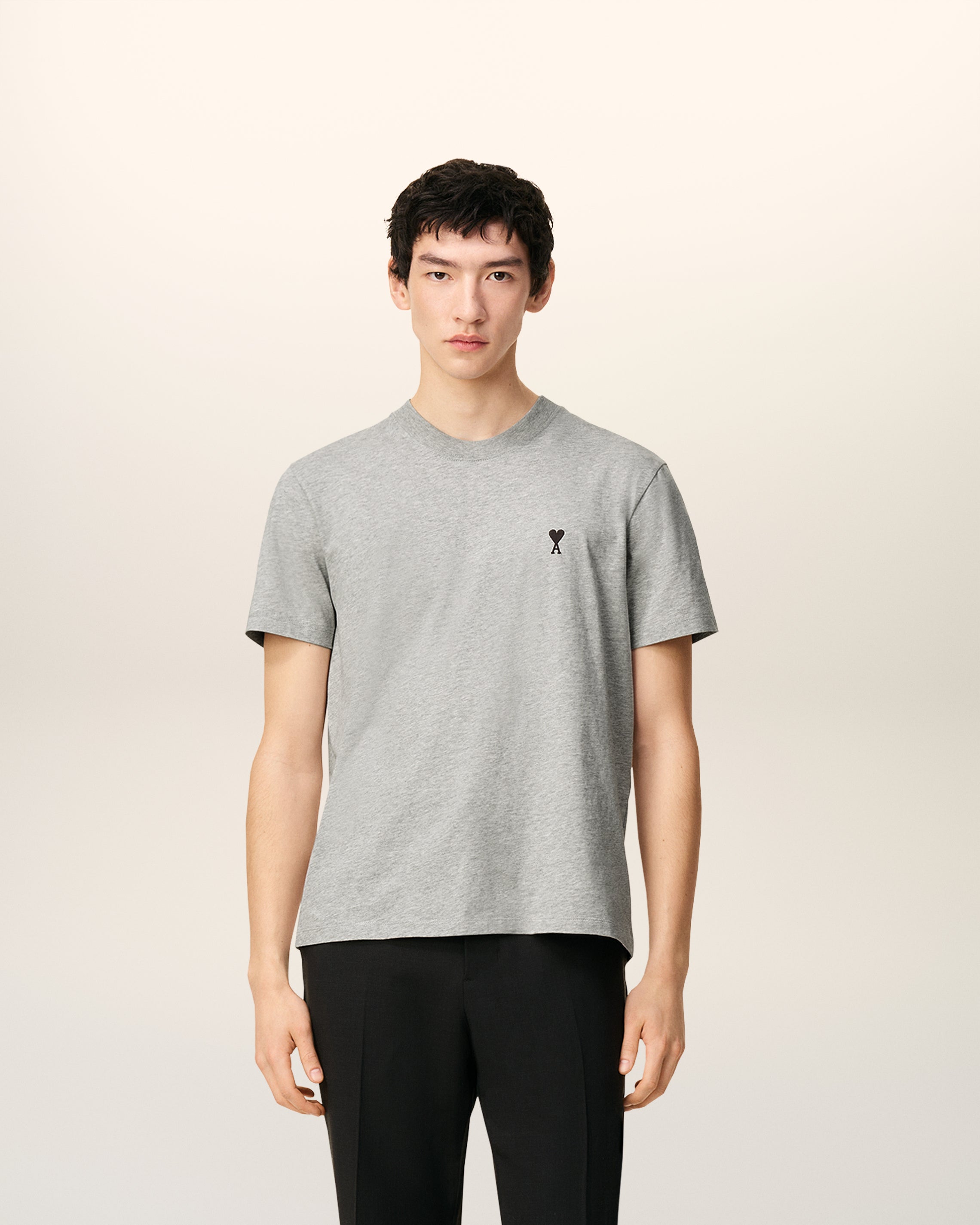 Grey Cotton Ami De Coeur T-shirt HEATHER ASH GREY