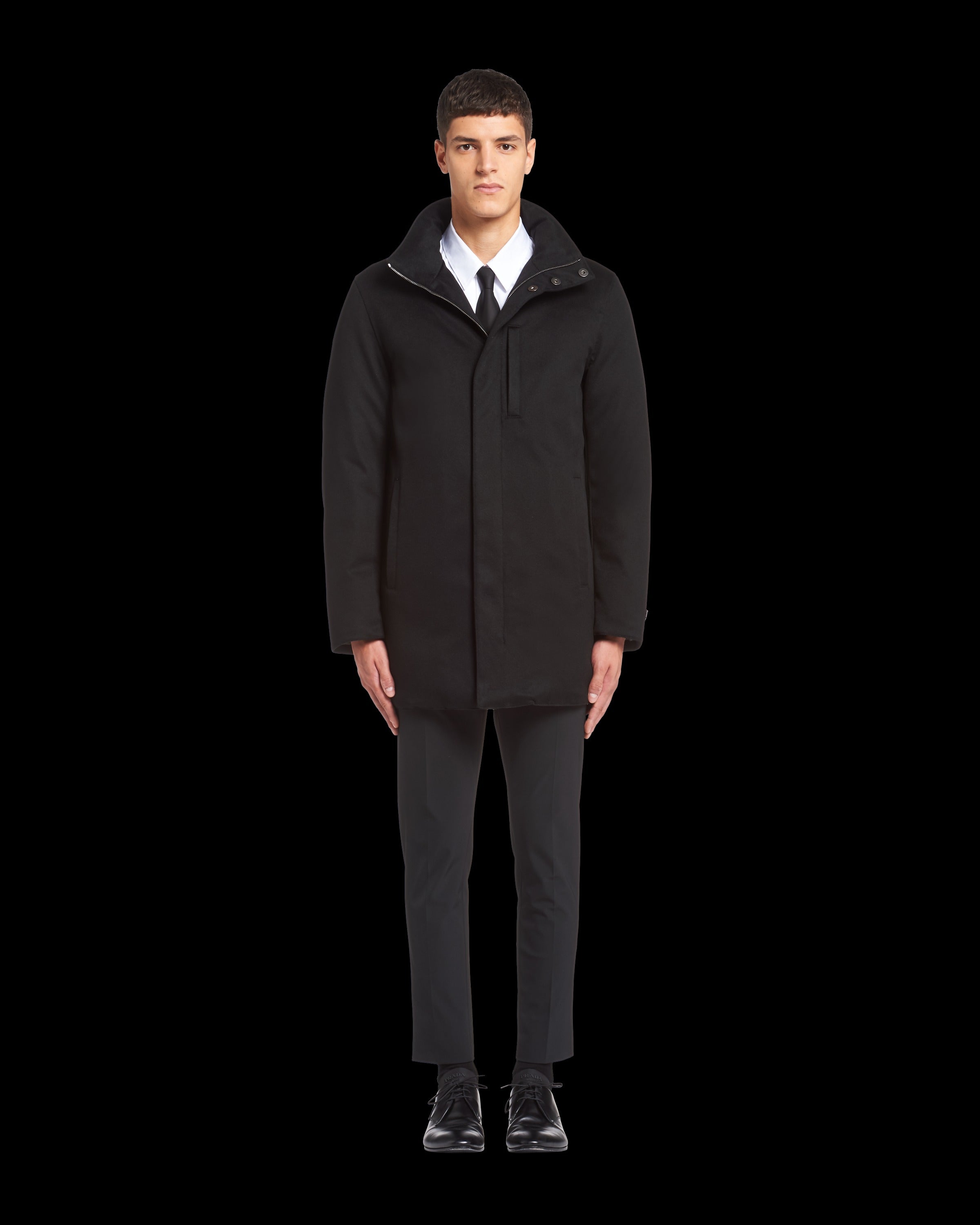 Long cashmere puffer jacket Black