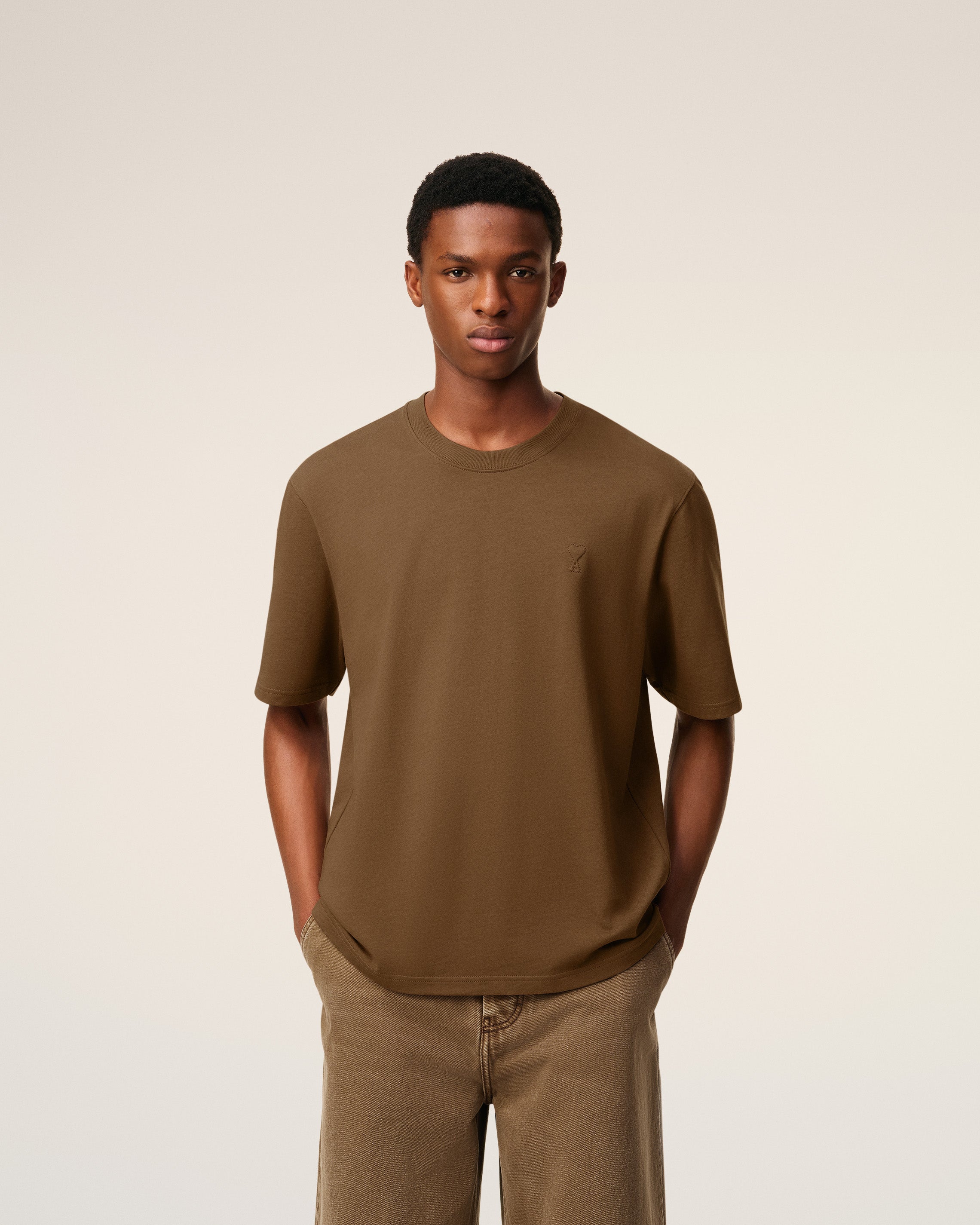 Brown Cotton Ami De Coeur T-shirt HAZELNUT