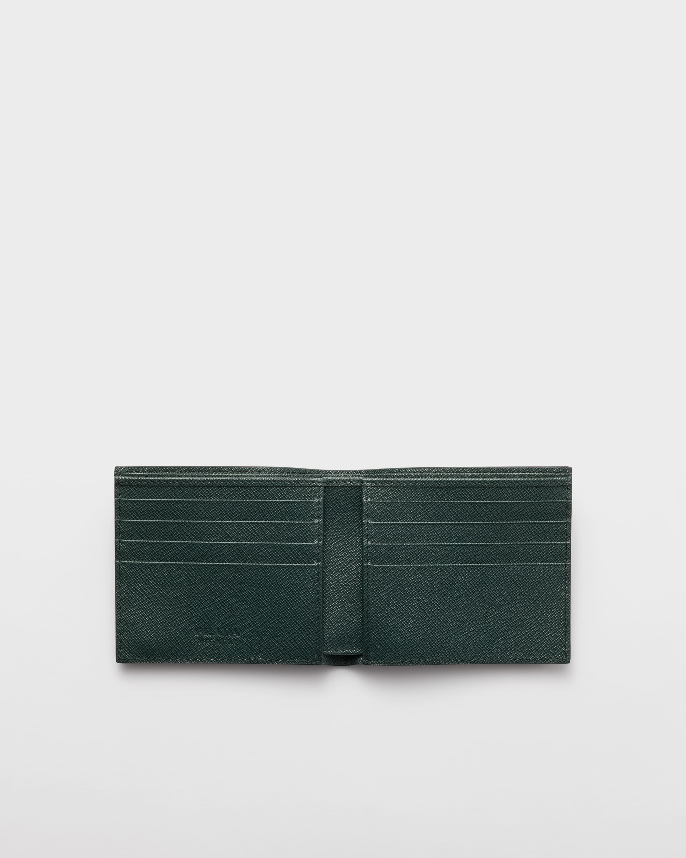 Saffiano Leather Wallet Smoky Gray/Emerald