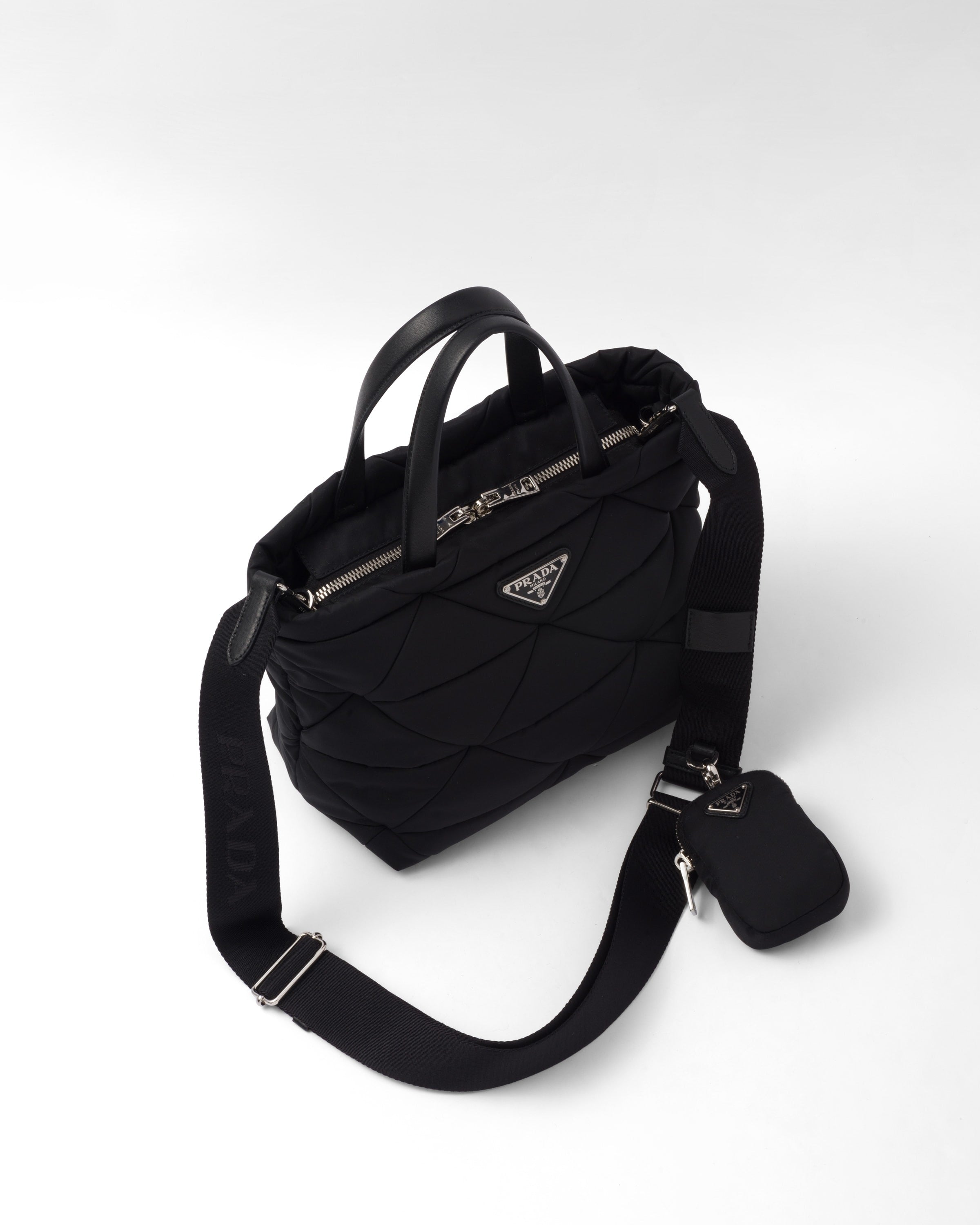 Padded Re-Nylon tote bag Black