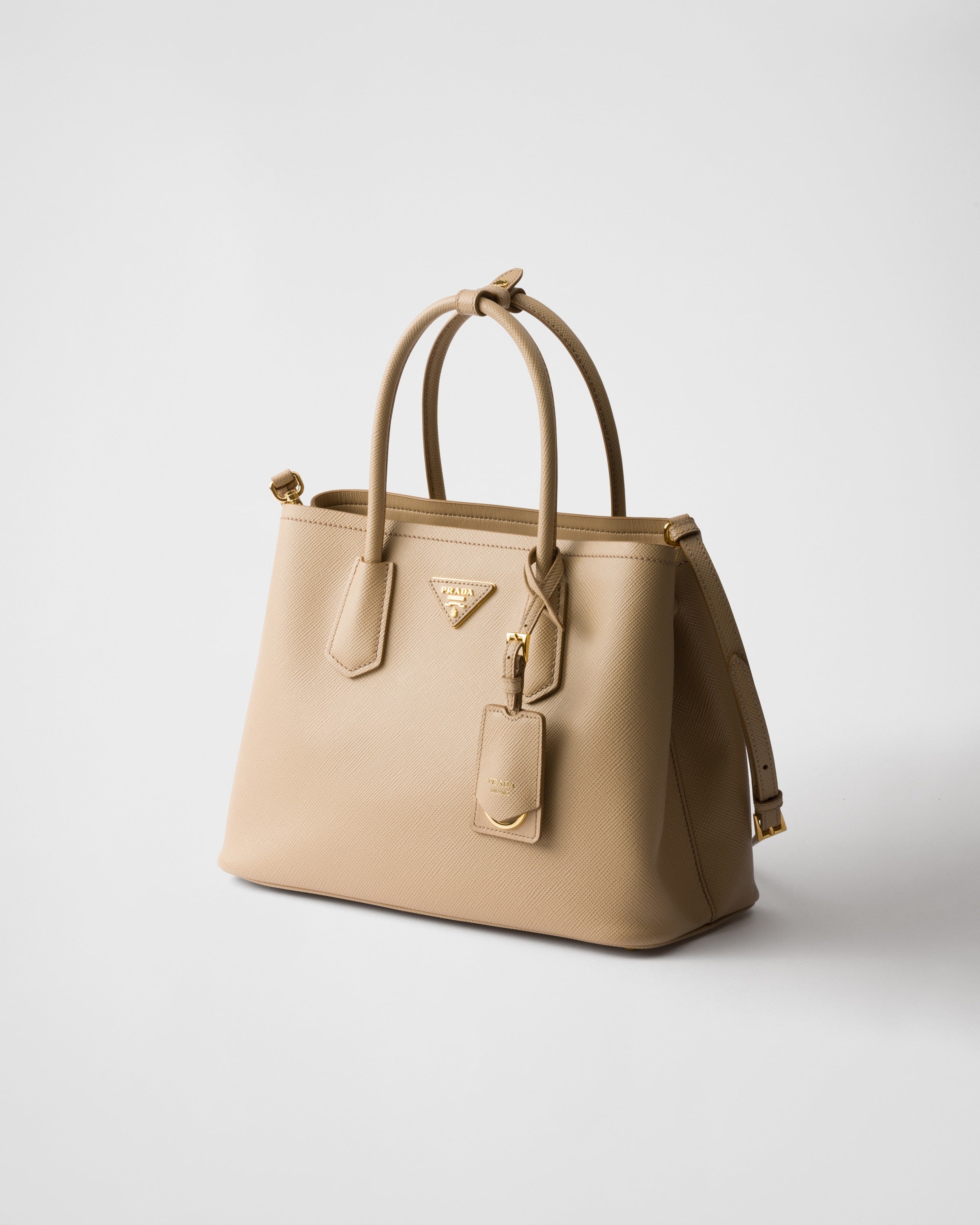 Medium Prada Double Saffiano leather bag Sand Beige