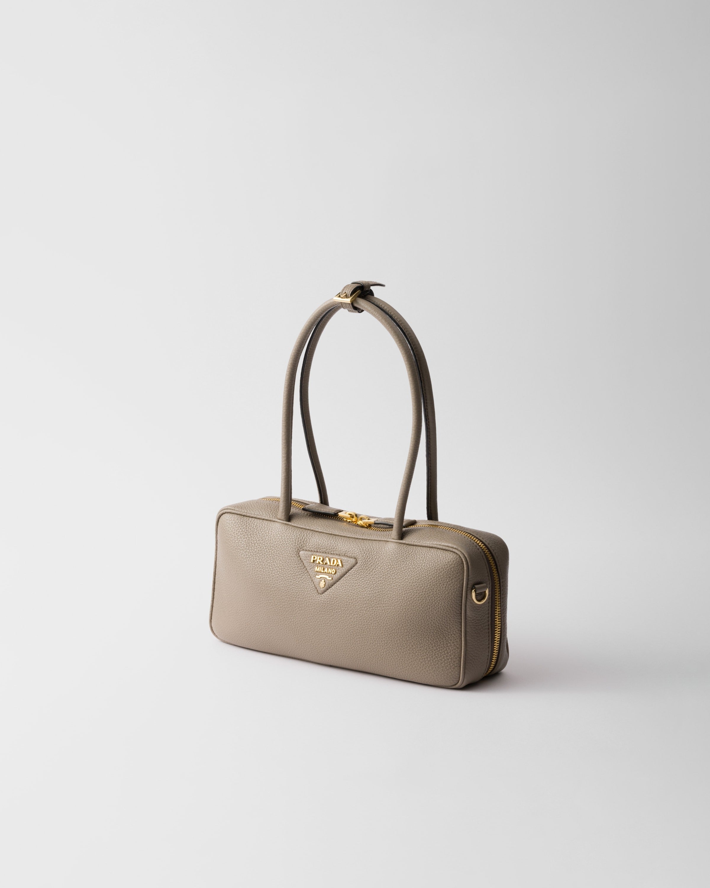 Medium leather top-handle bag Clay Grey