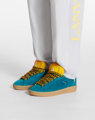 LANVIN X FUTURE HYPER CURB SNEAKERS IN LEATHER AND SUEDE FOR MEN - BLUE/YELLOW