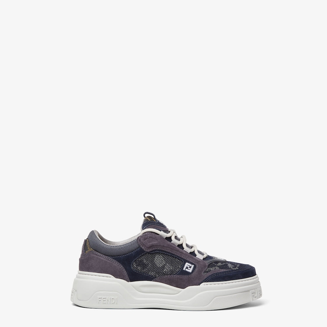 Fendi Force Trainers Denim and Grey Leather Low-Tops