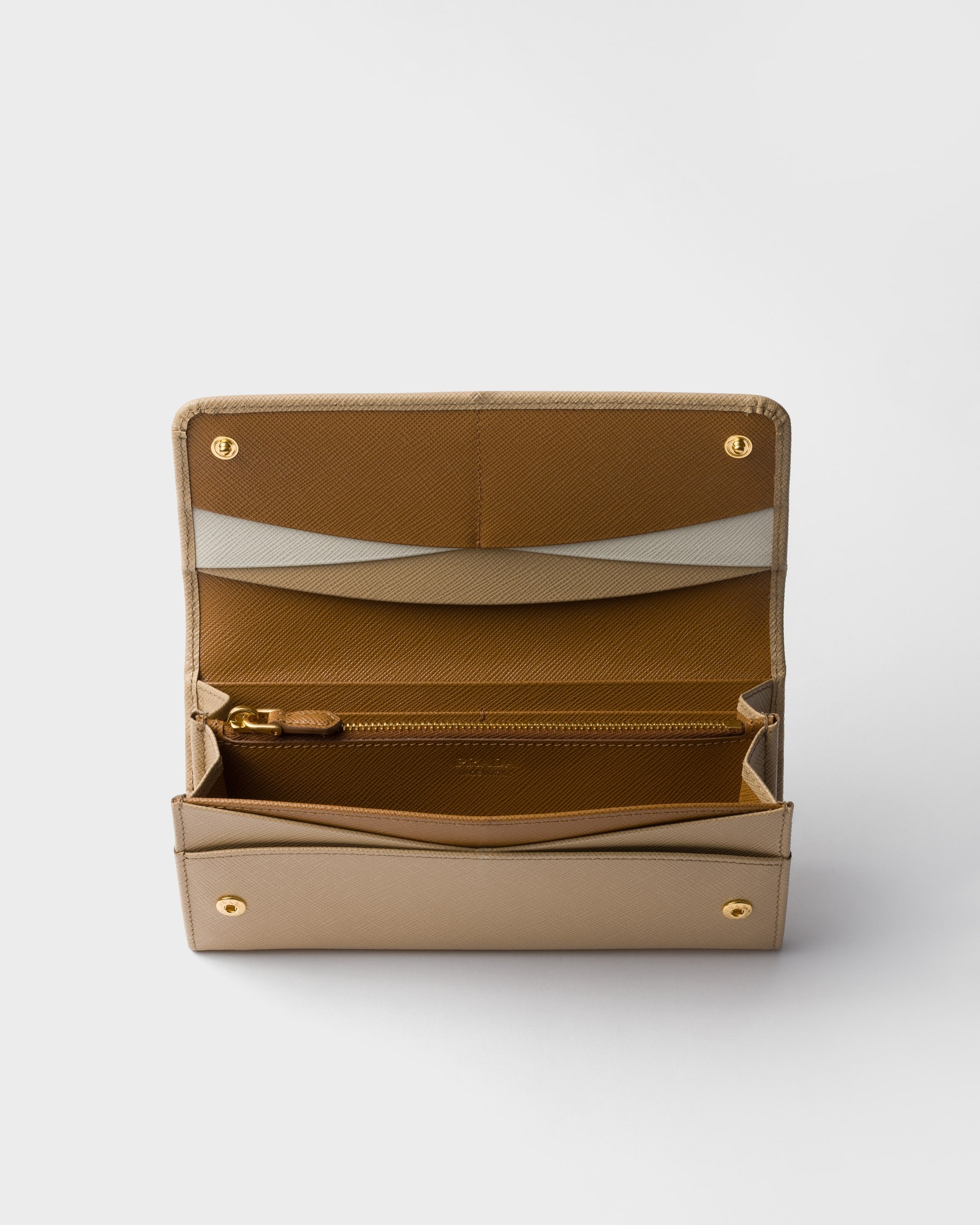 Large Saffiano Leather Wallet Sand/Caramel