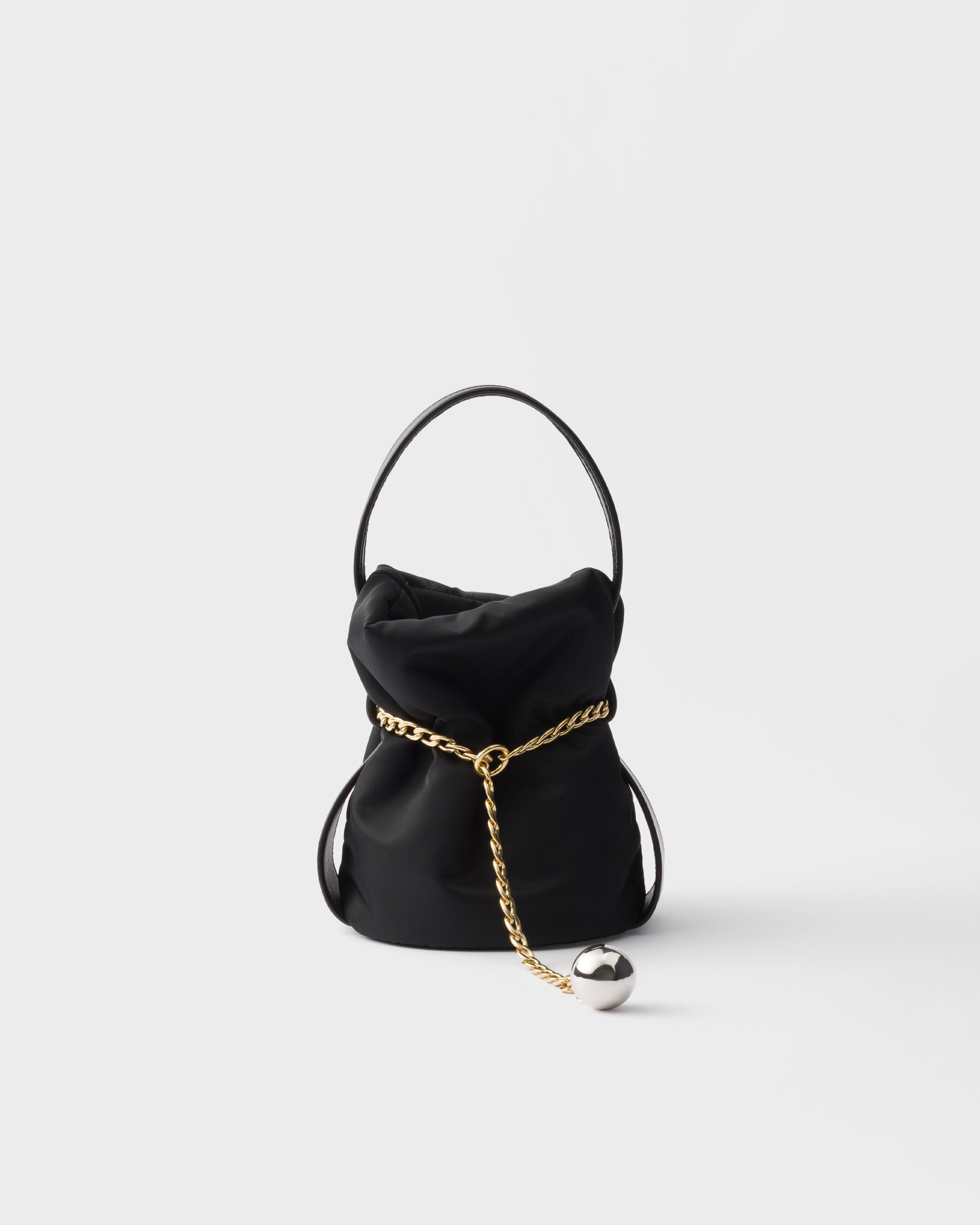 Petit Sac Noir Re-Nylon and nappa leather mini bucket bag Black