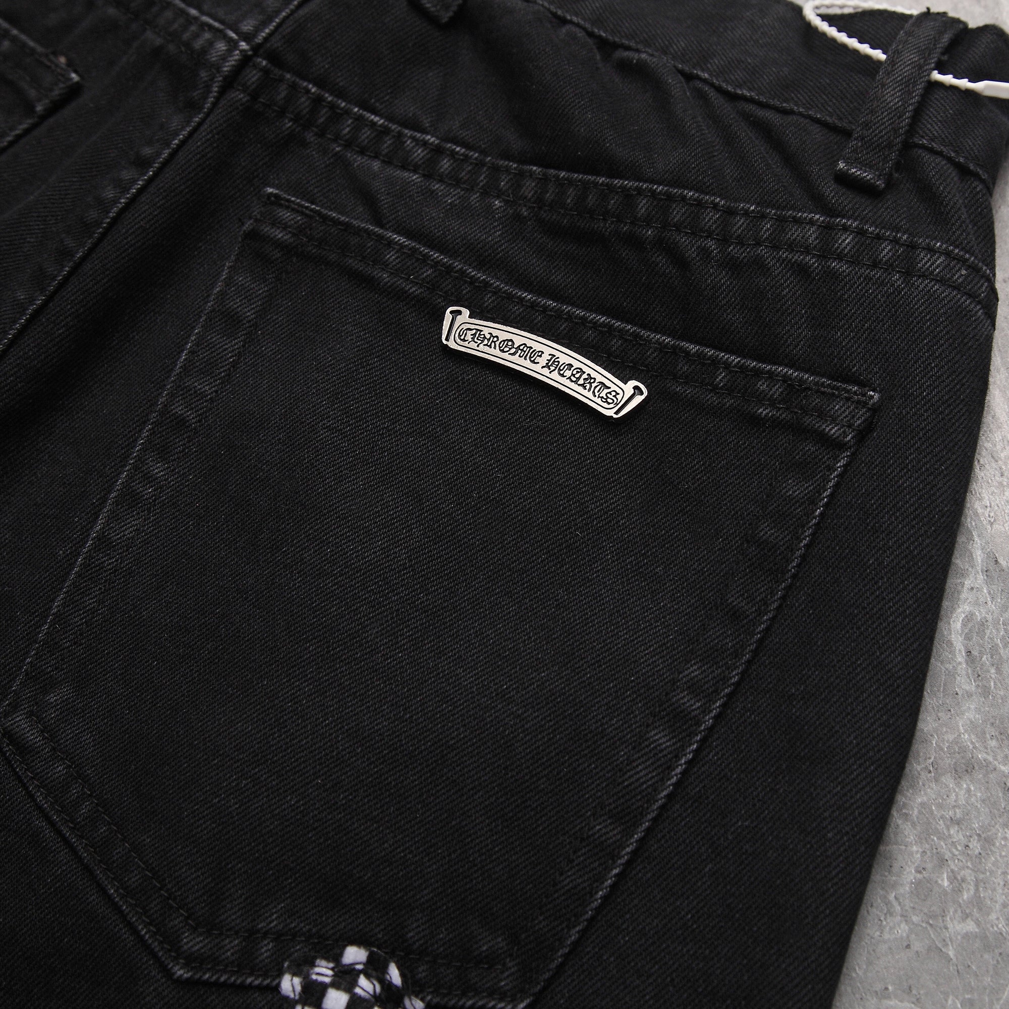 Chrome Hearts Horse Fur Leather Patchwork Jeans