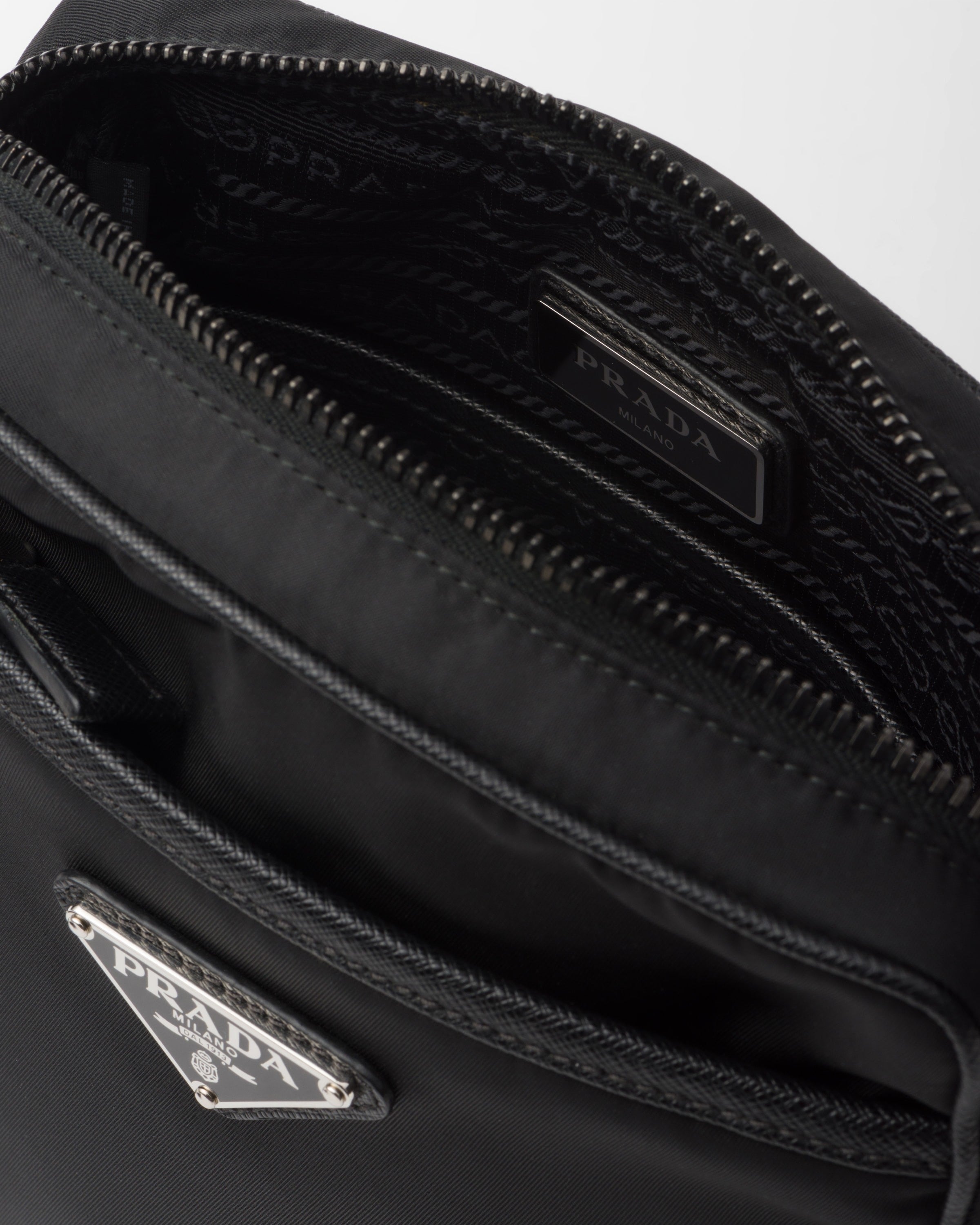 Re-Nylon and Saffiano shoulder bag Black