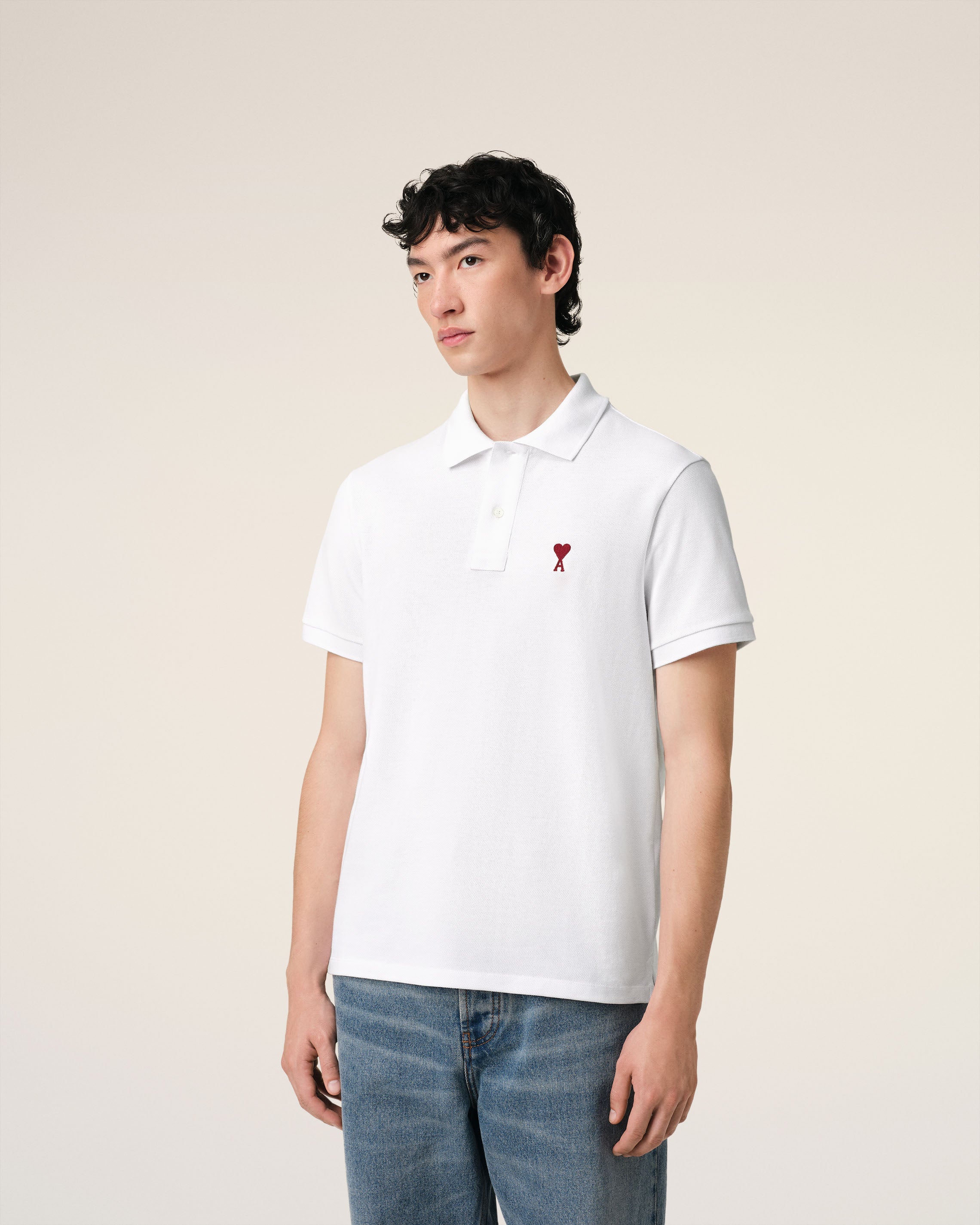 WHITE COTTON AMI DE COEUR POLO SHIRT WHITE
