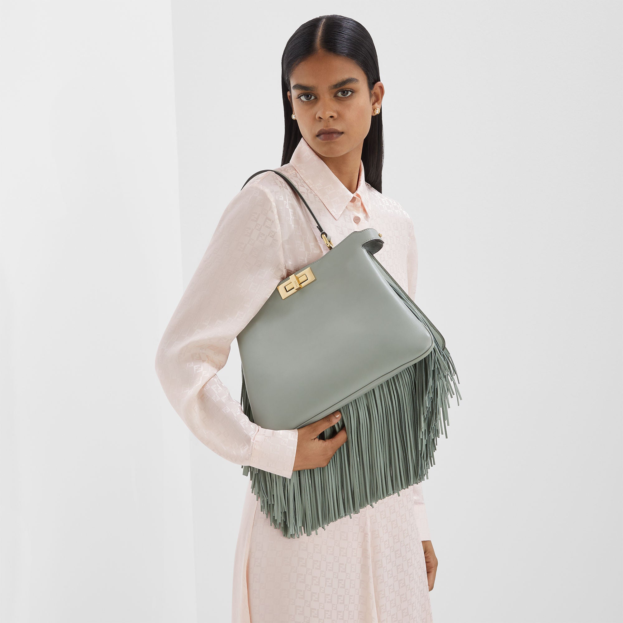 Peekaboo Soft Medium Matcha green leather bag