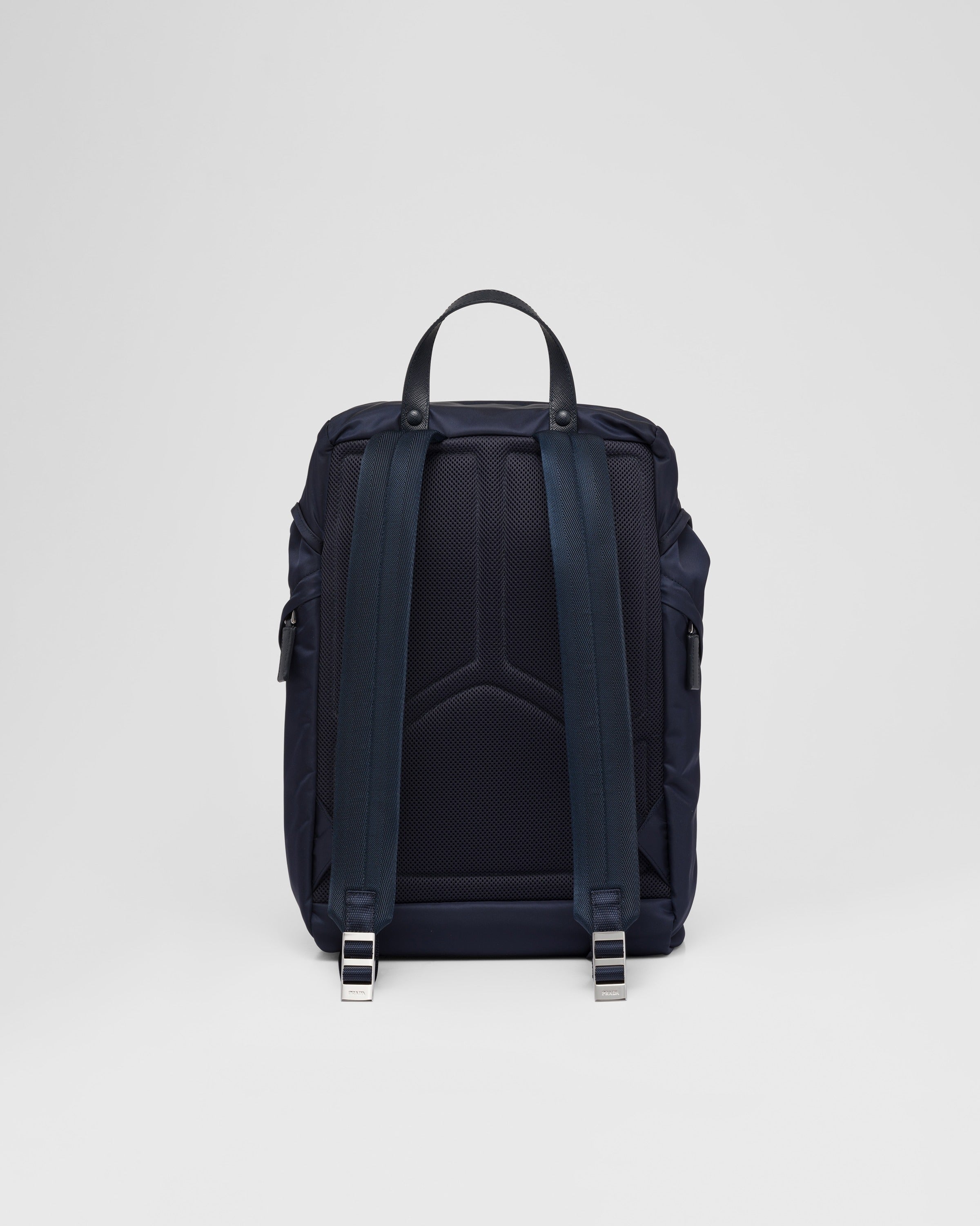 Re-Nylon and Saffiano leather backpack Navy