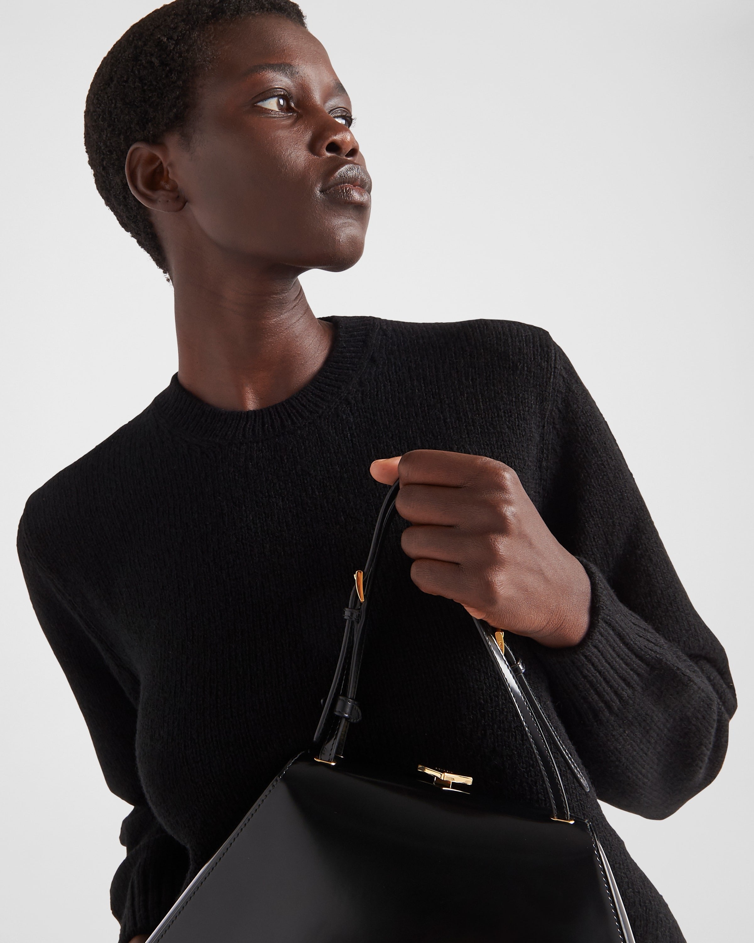 Wool and cashmere crew-neck sweater Black