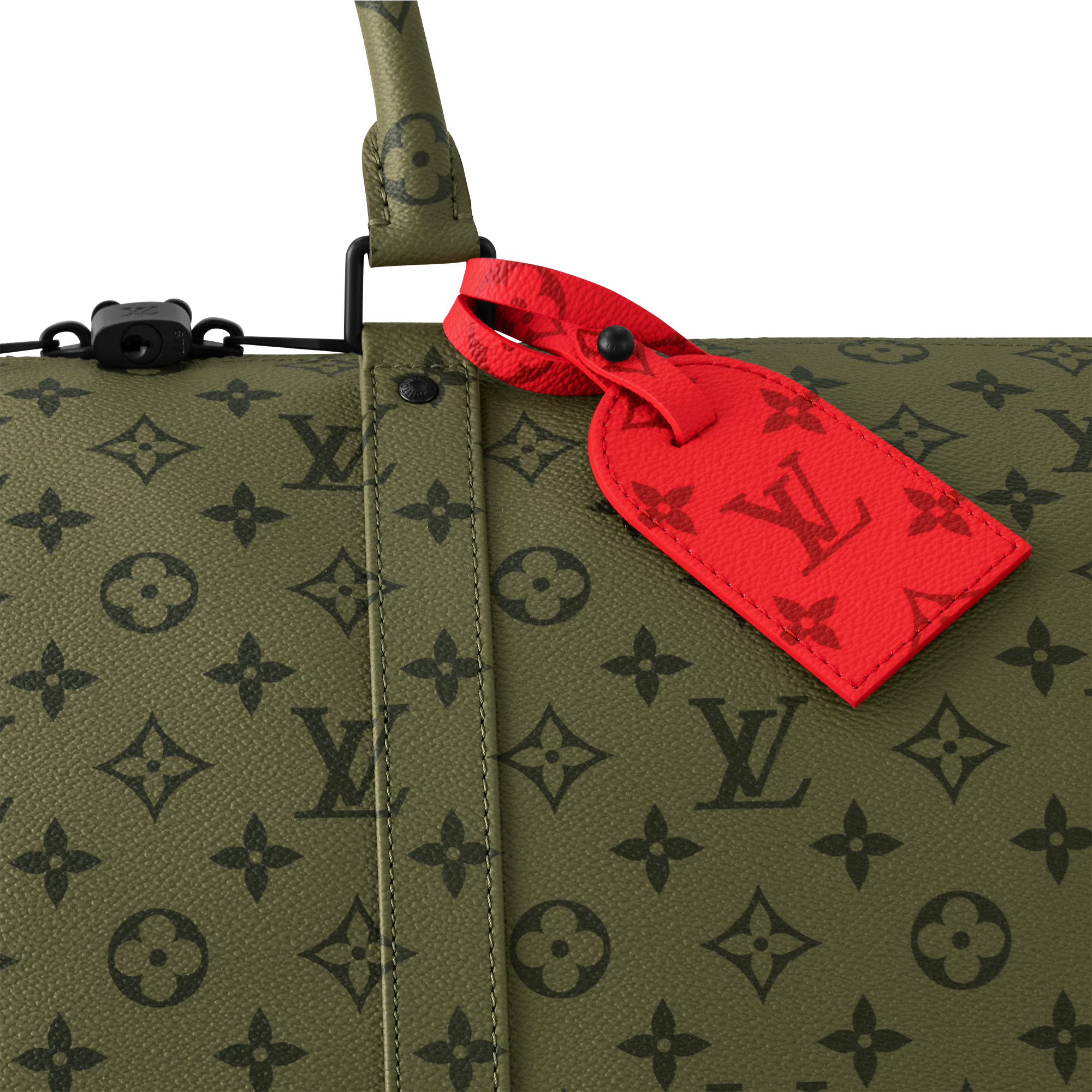 Keepall Bandoulière 45 Khaki Green/Vermillion Red