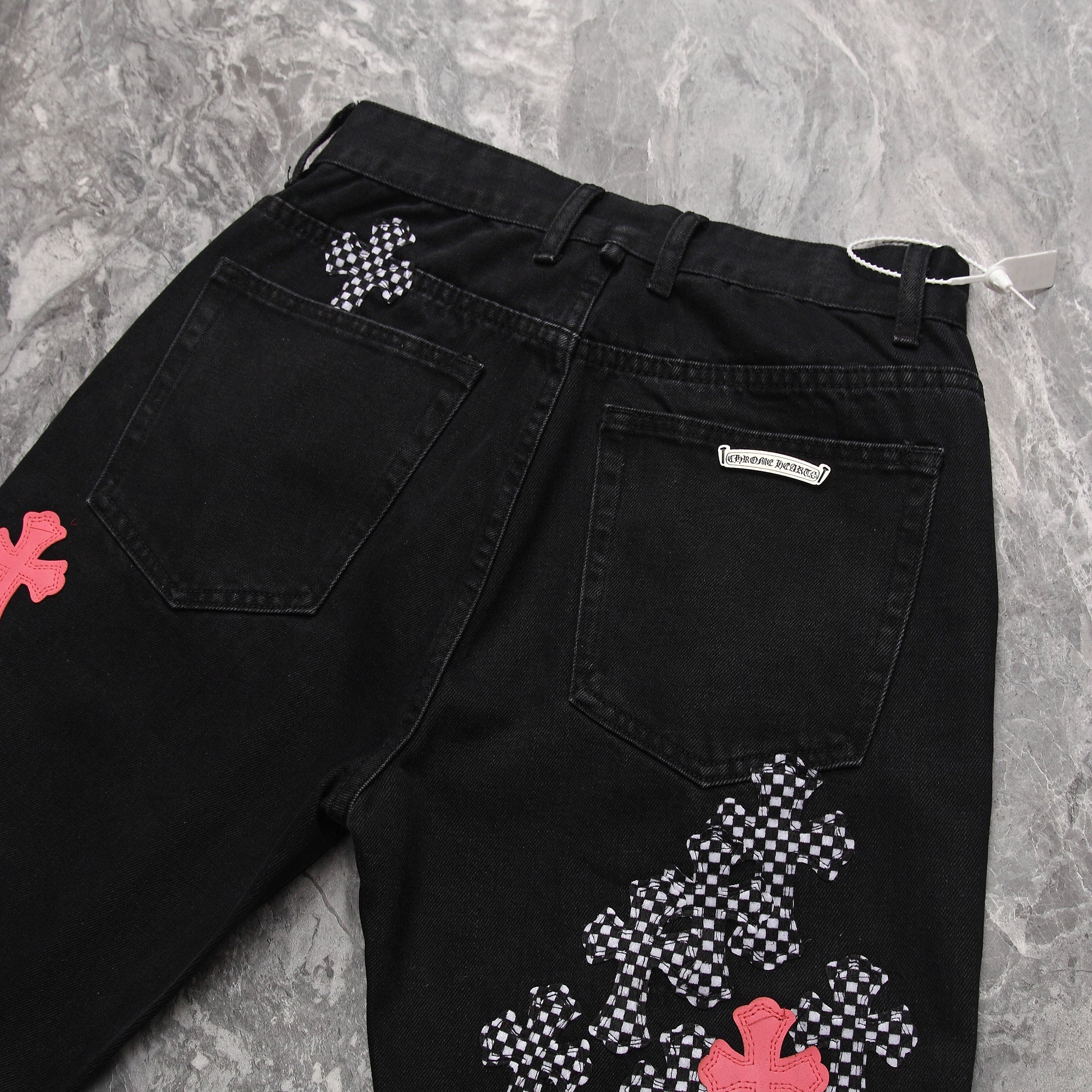 Chrome Hearts Horse Fur Leather Patchwork Jeans