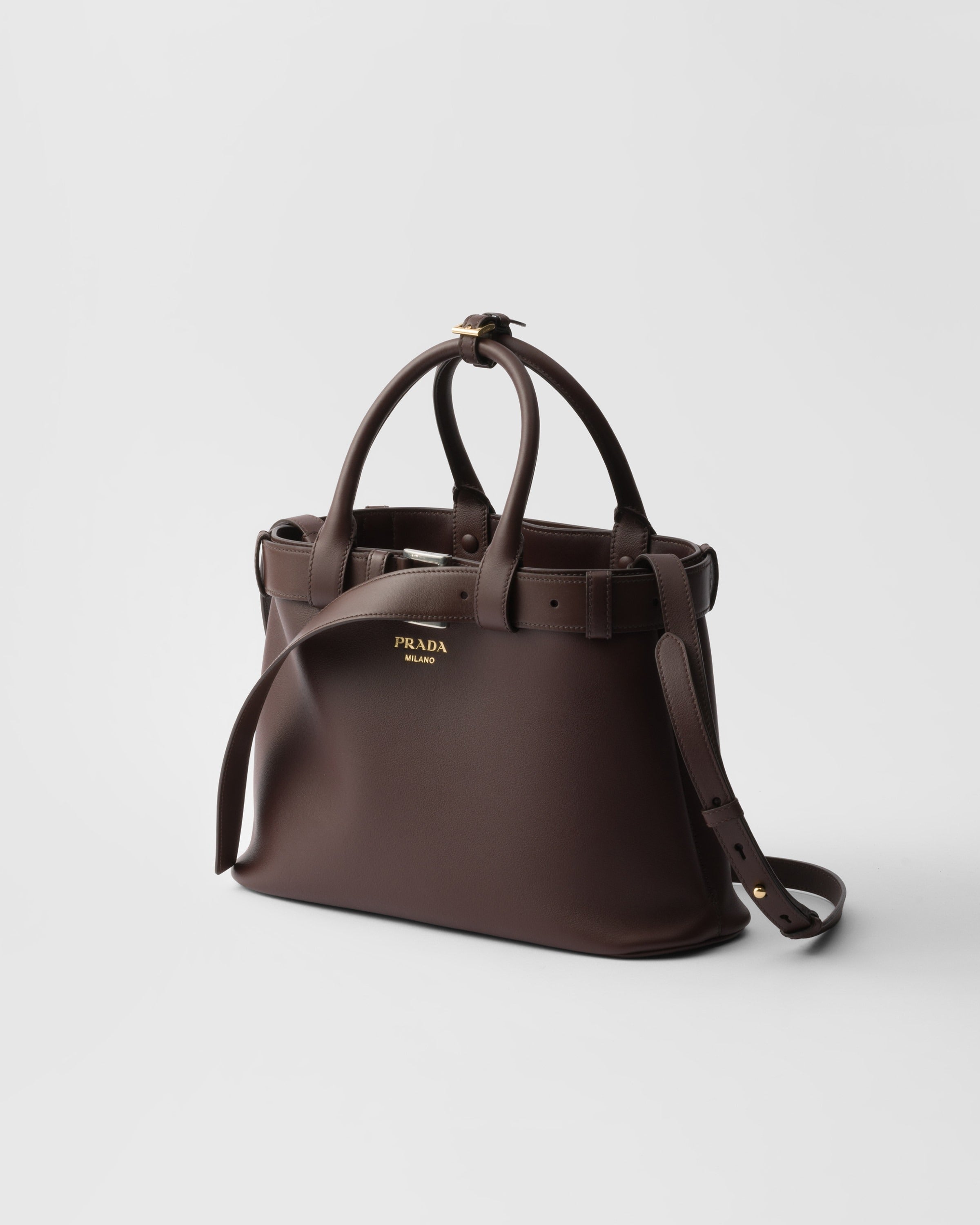 Prada Buckle small leather handbag with belt Briarwood