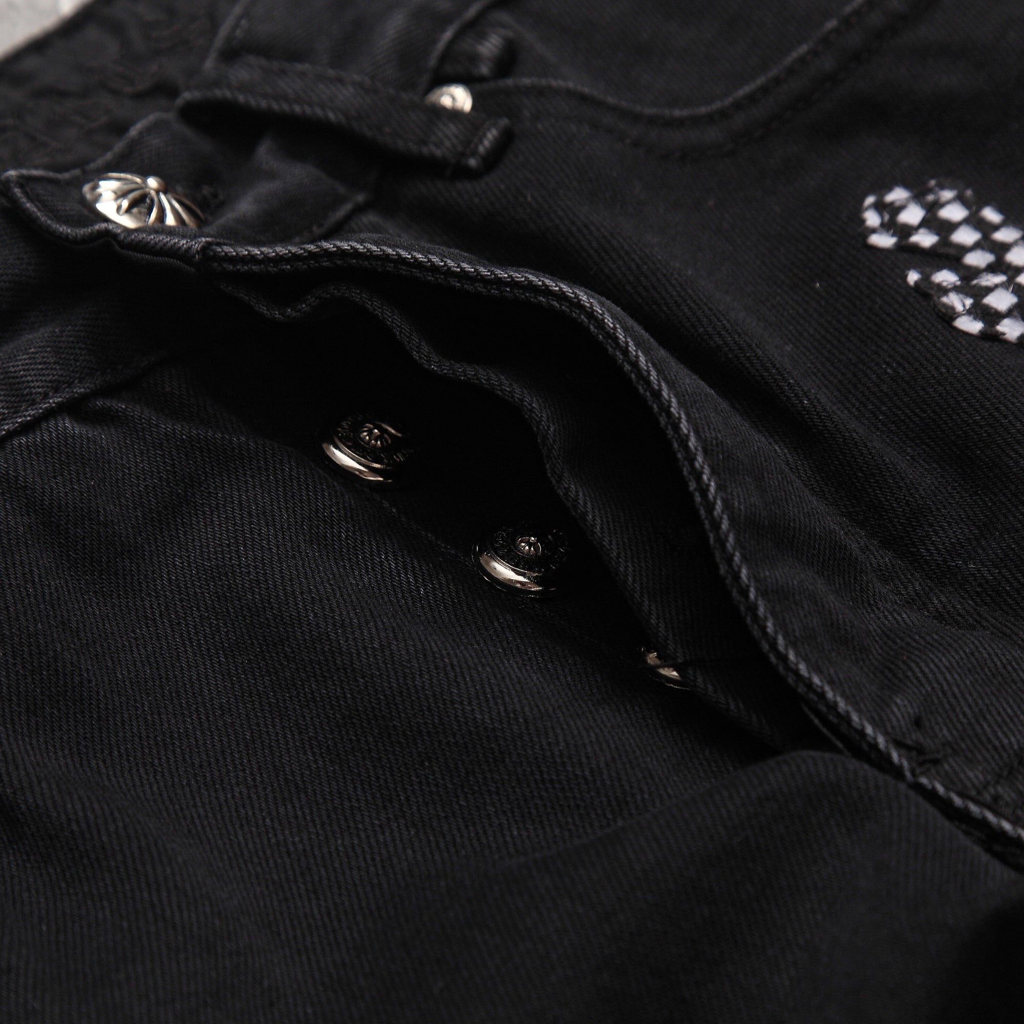 Chrome Hearts Horse Fur Leather Patchwork Jeans