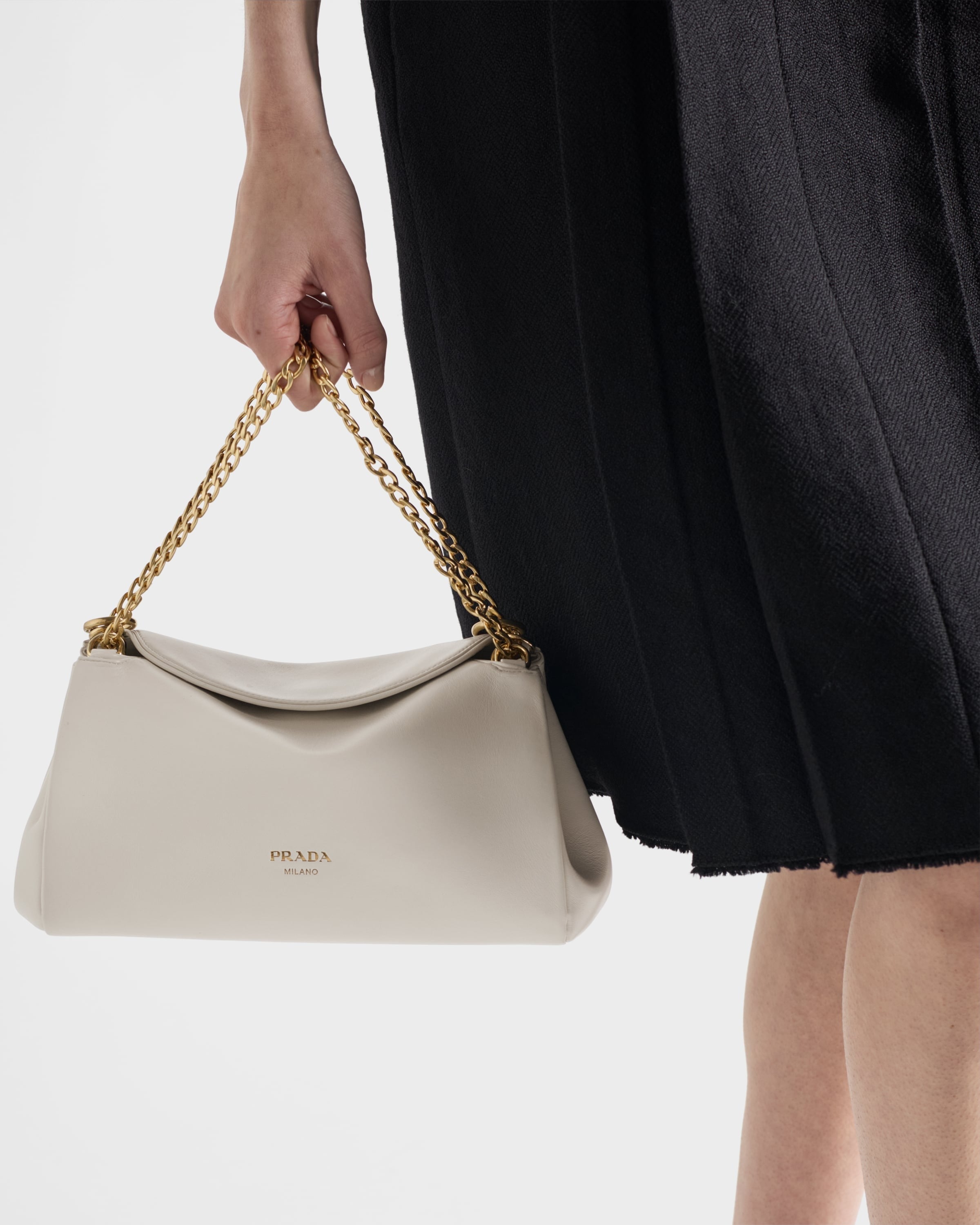 Small Prada Tumulte nappa leather bag White