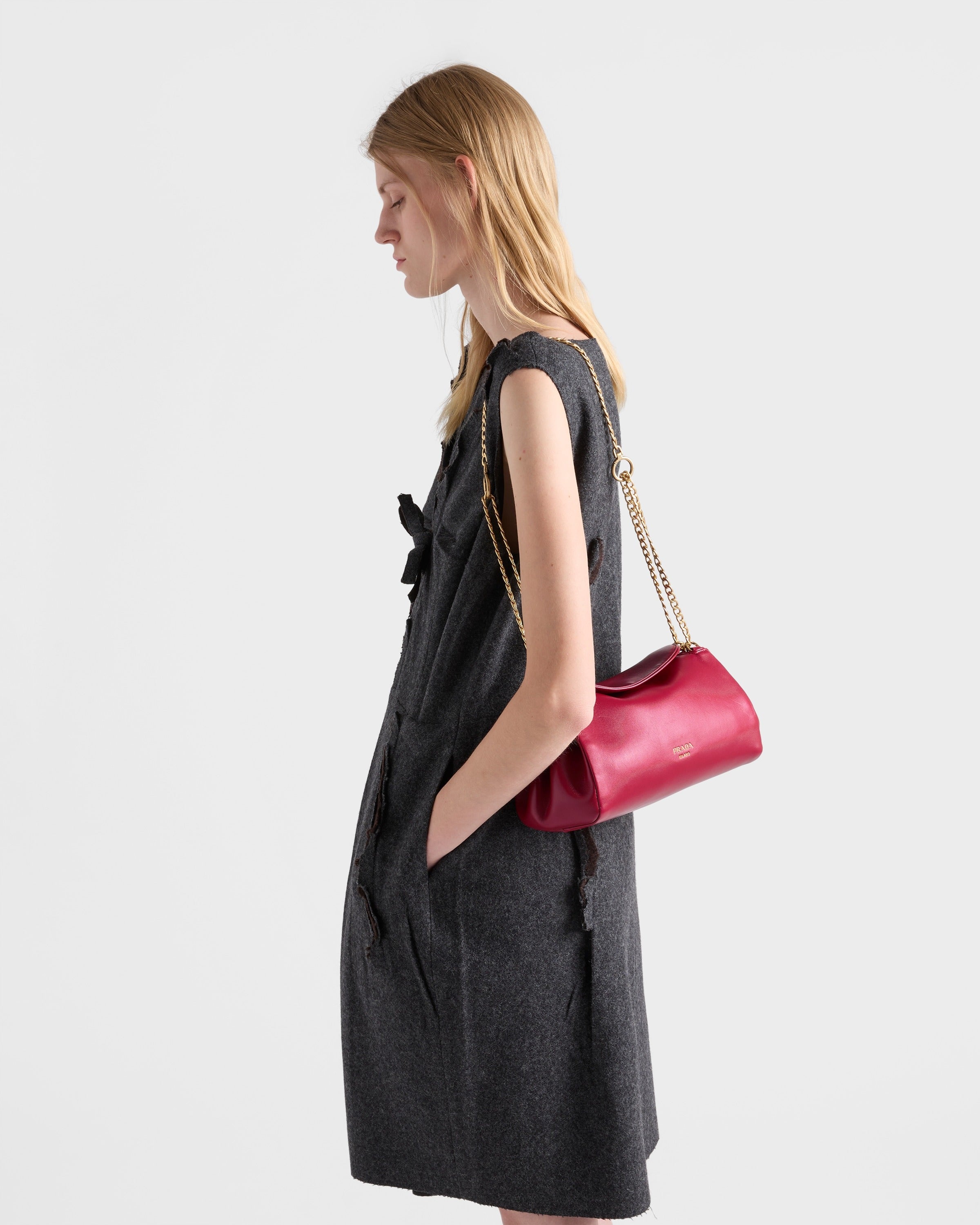 Small Prada Tumulte nappa leather bag Cherry