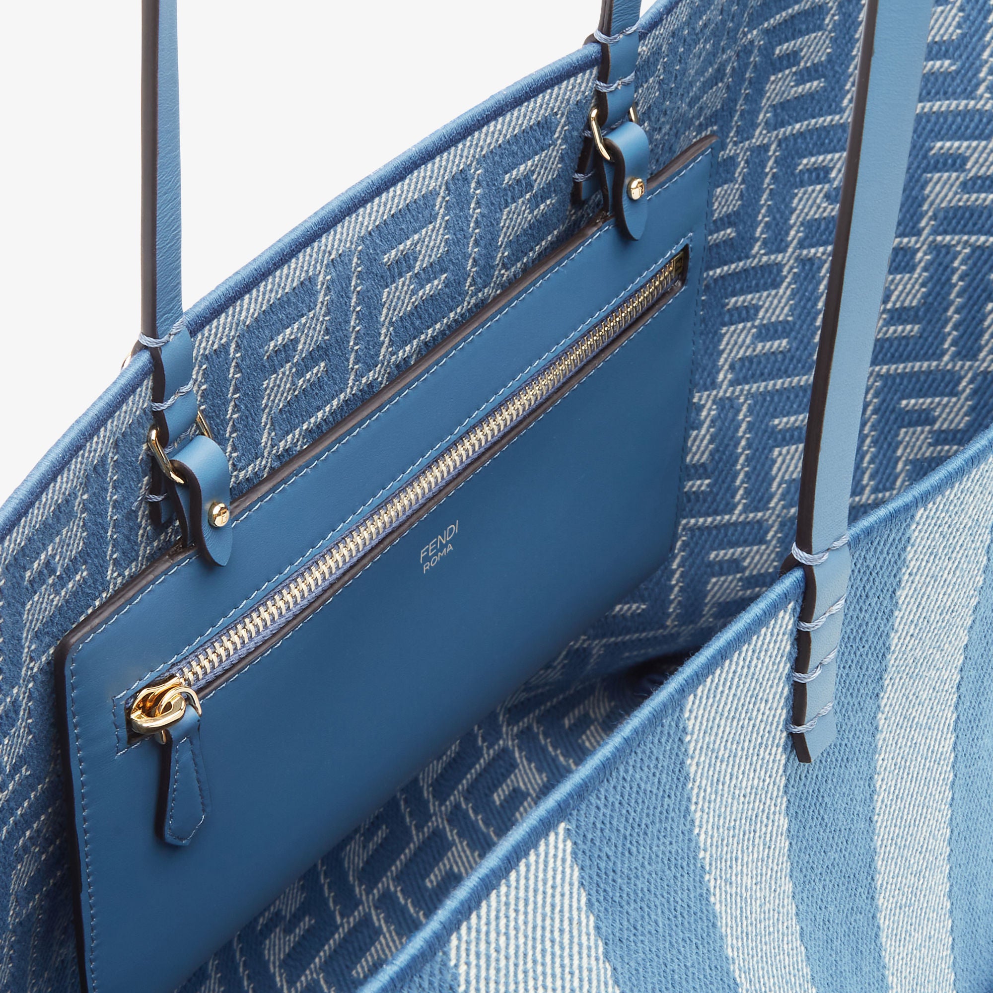 Roll Large Reversible shopper in Pequin striped and blue FF fabric