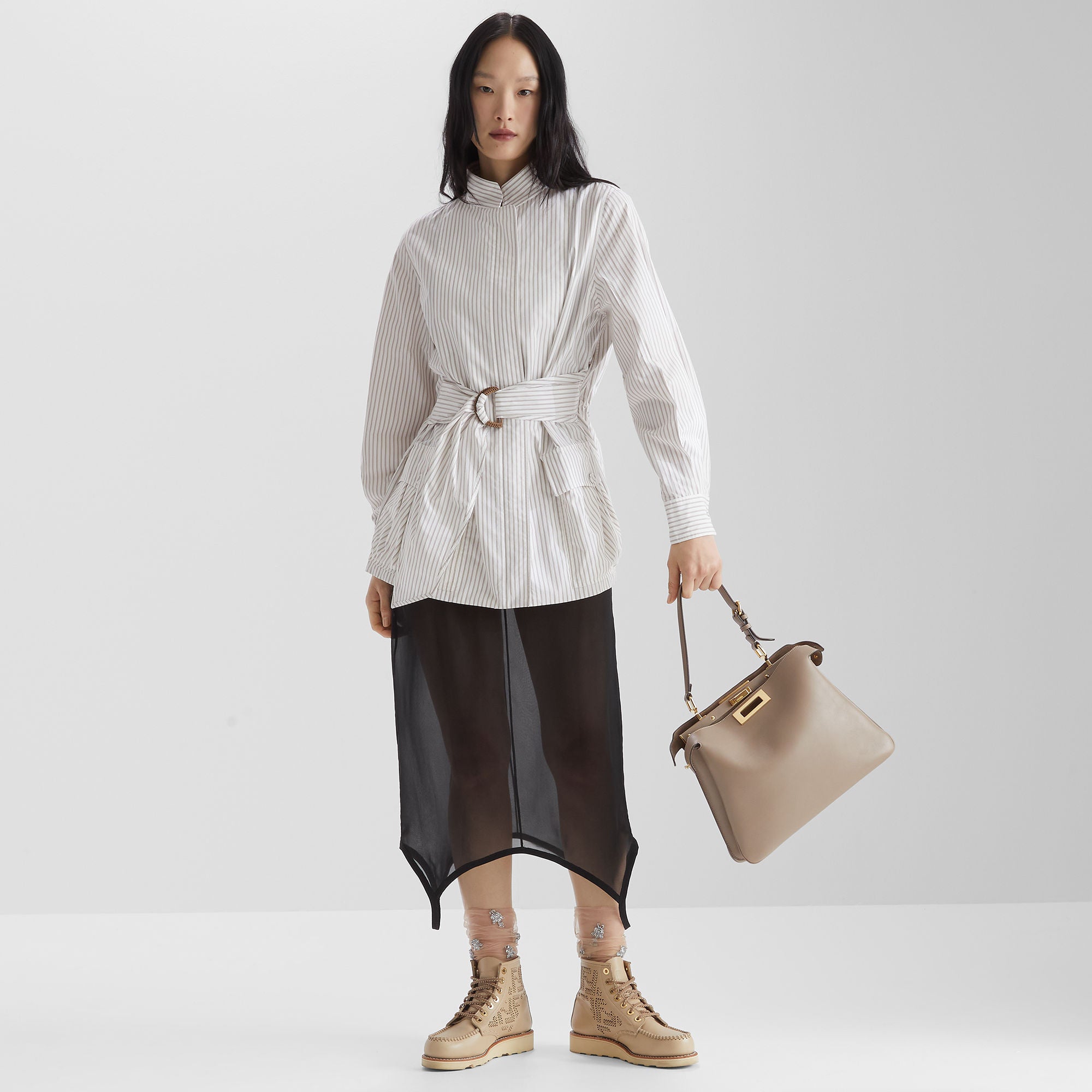 Peekaboo Soft Medium Dove gray leather bag