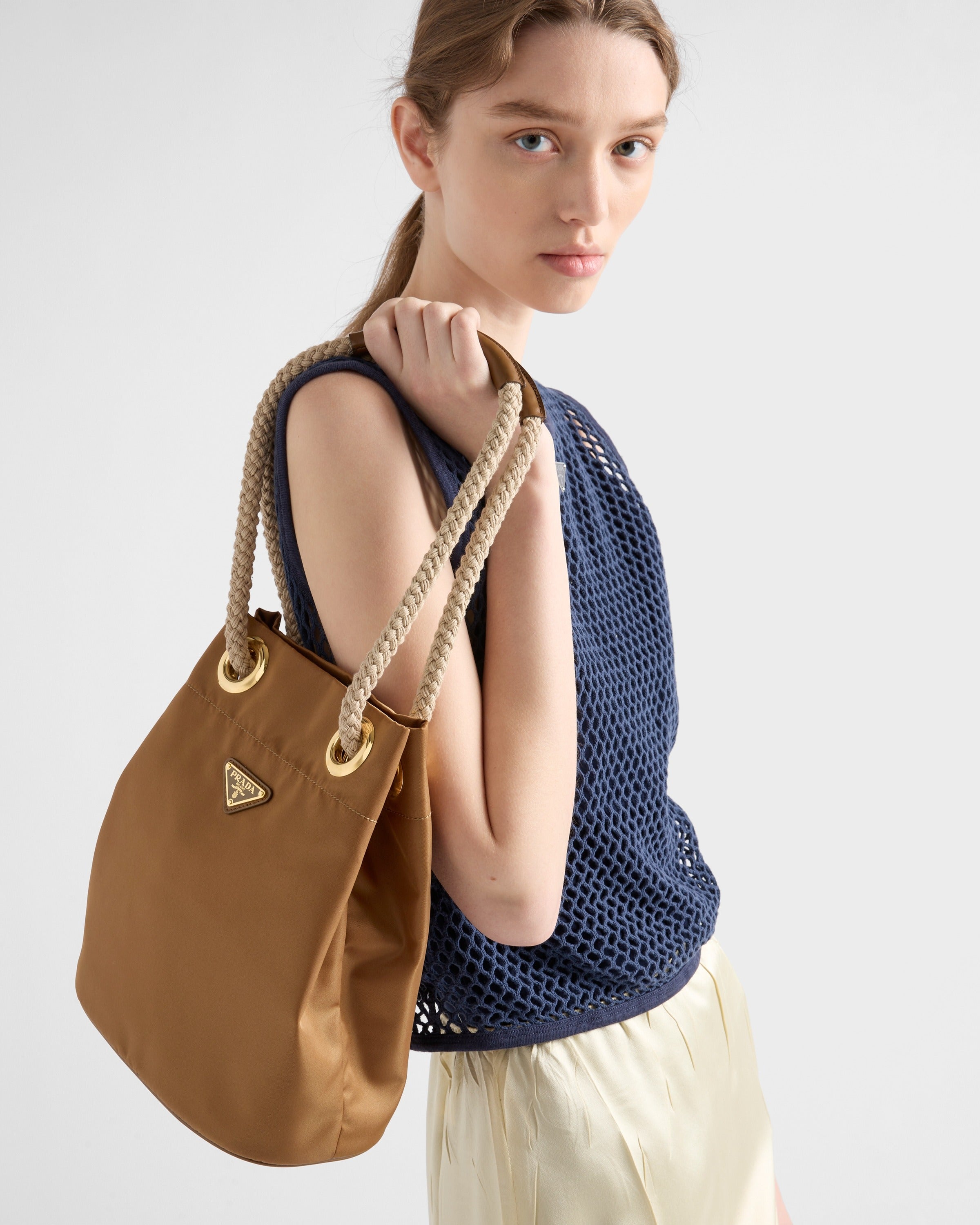 Prada Mariner Re-Nylon small bucket bag Brandy