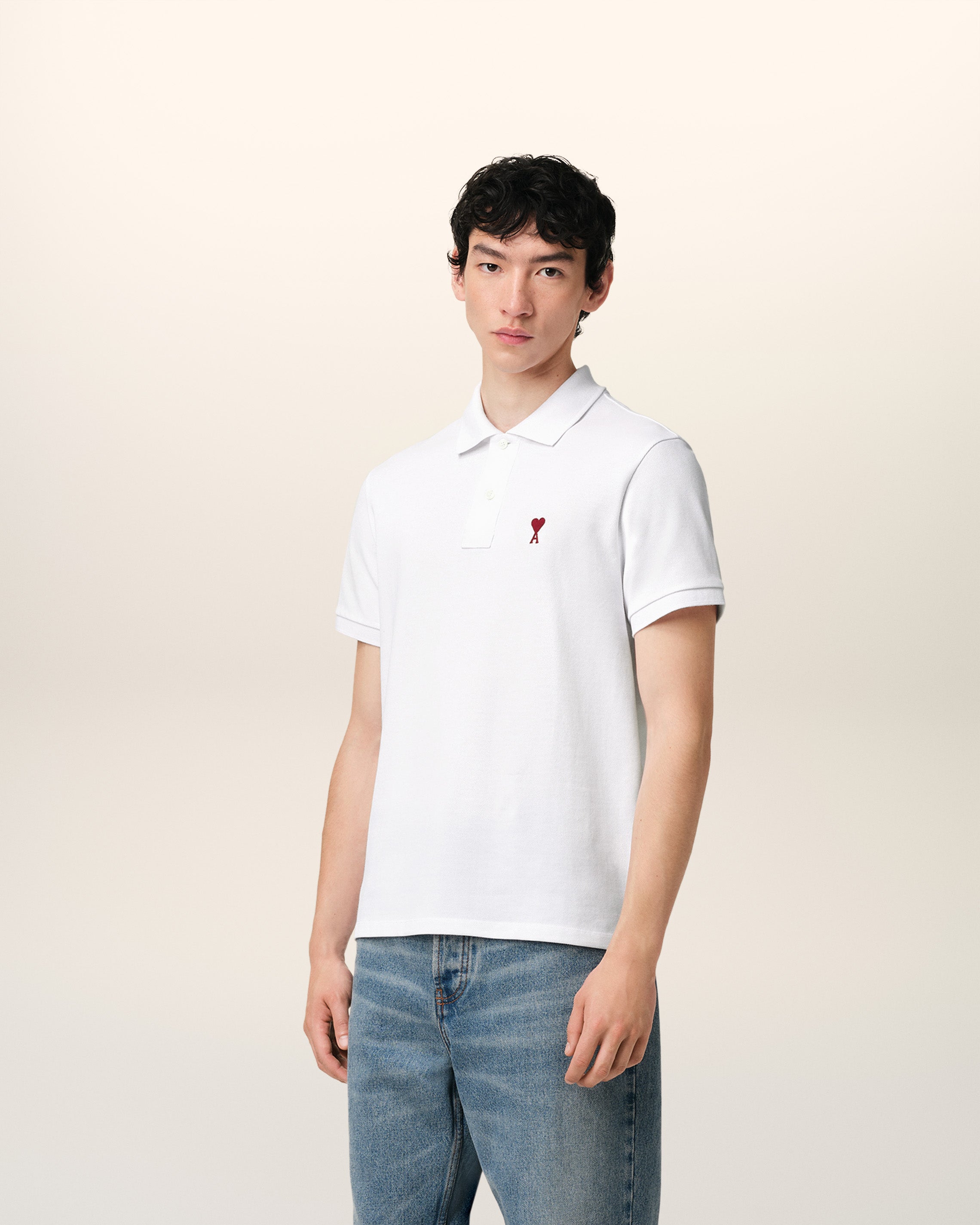 WHITE COTTON AMI DE COEUR POLO SHIRT WHITE