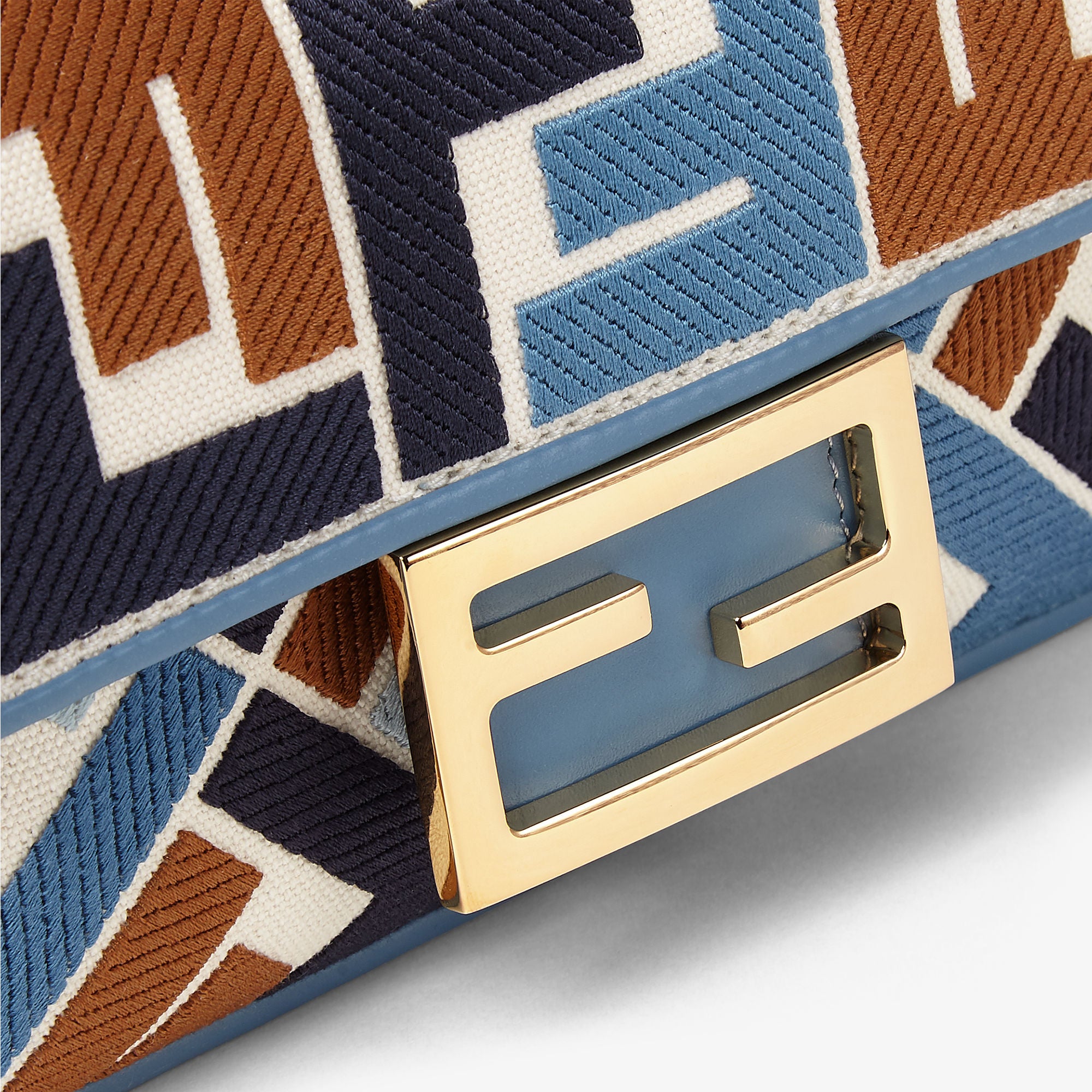Baguette Mini Canvas bag with multicolor FF embroidery