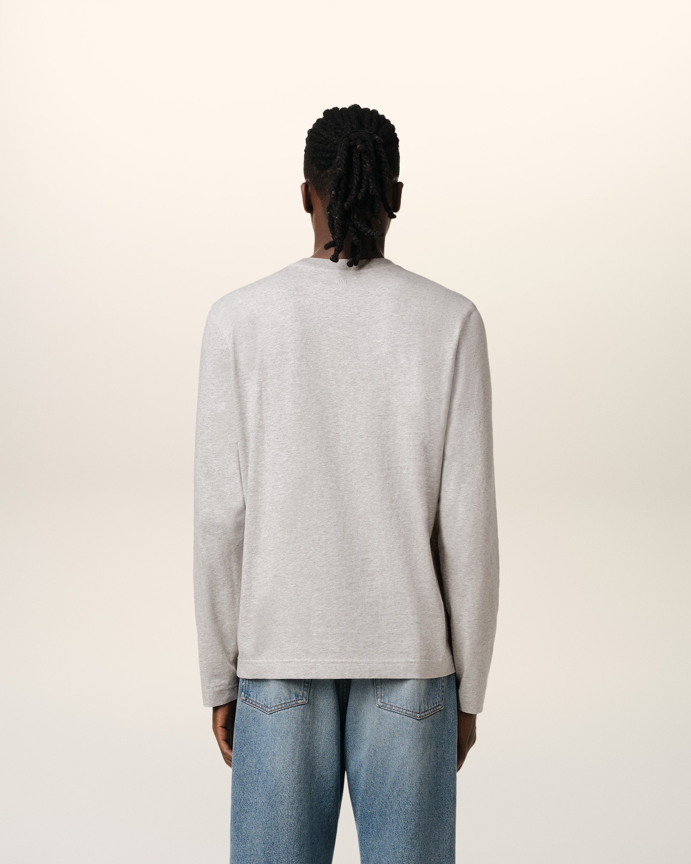 GREY COTTON AMI DE COEUR LONG SLEEVES T-SHIRT HEATHER ASH GREY